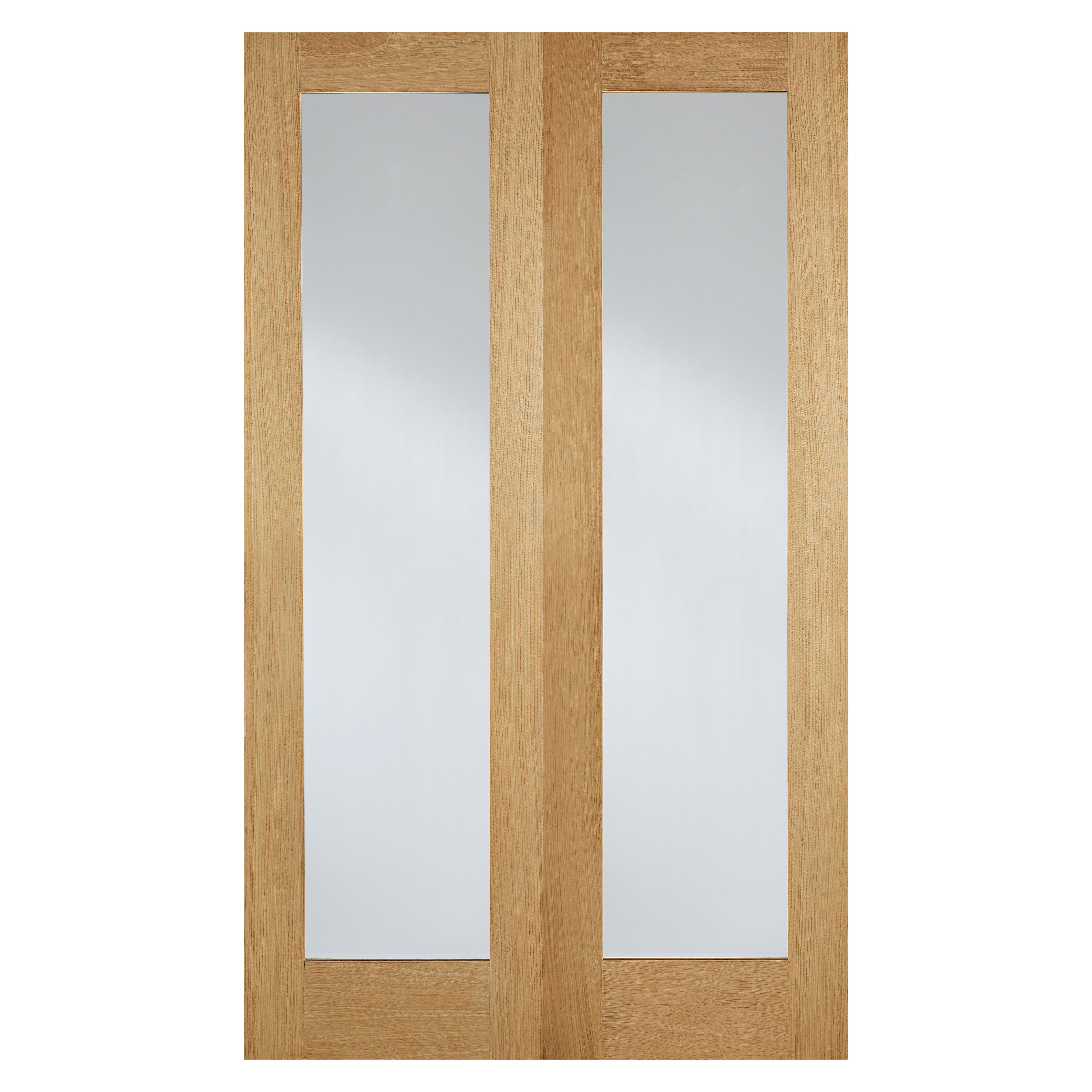 Pair of Pattern 20 Unfinished Clear Glazed Internal Doors Oak
