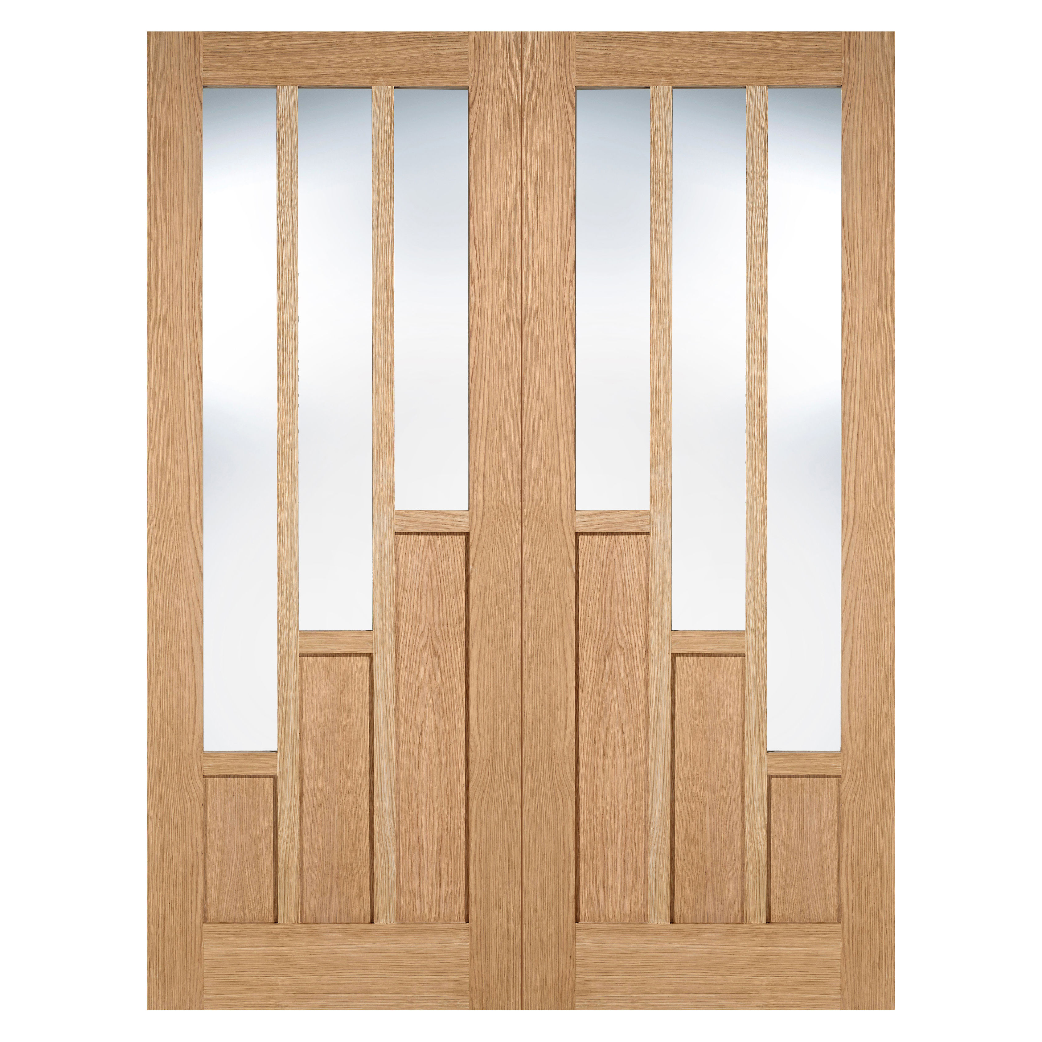 Pair of Coventry Unfinished Clear Glazed Internal Doors Oak