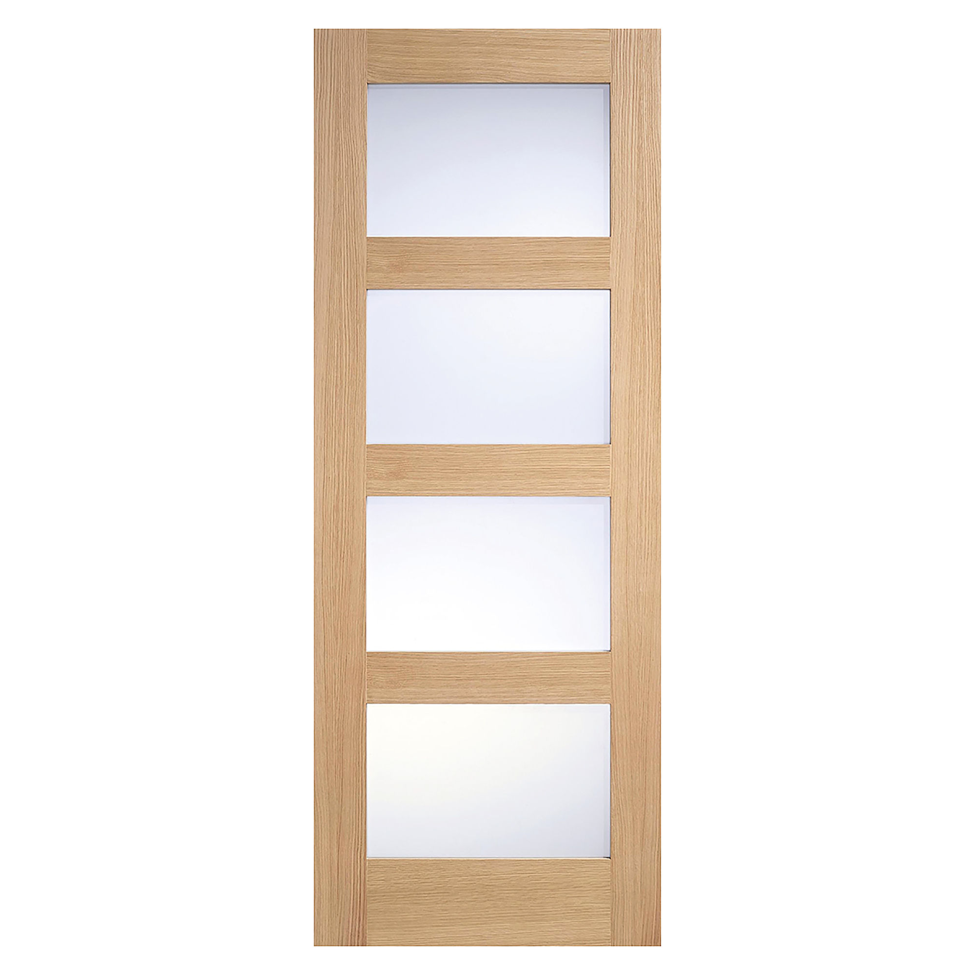 Shaker 4-Light Unfinished Frosted Glazed Internal Door Oak