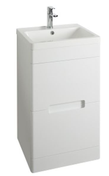 Selkirk Floor Standing 2 Drawer Unit with Basin Gloss White 500mm - 53301/53000