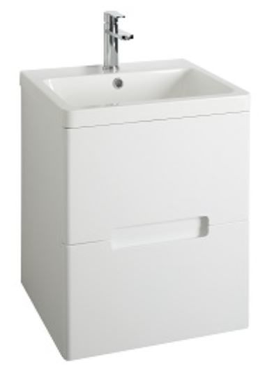 Selkirk Wall Hung 2 Drawer Unit with Basin Gloss White 500mm - 53201/53000