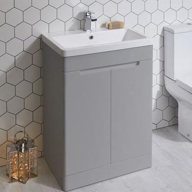 Selkirk Floor Standing 2 Door Unit with Basin Matt Grey 500mm - 53007/53000