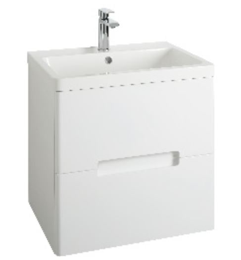 Selkirk Wall Hung 2 Drawer Unit with Basin Matt Grey 500mm - 53207/53000