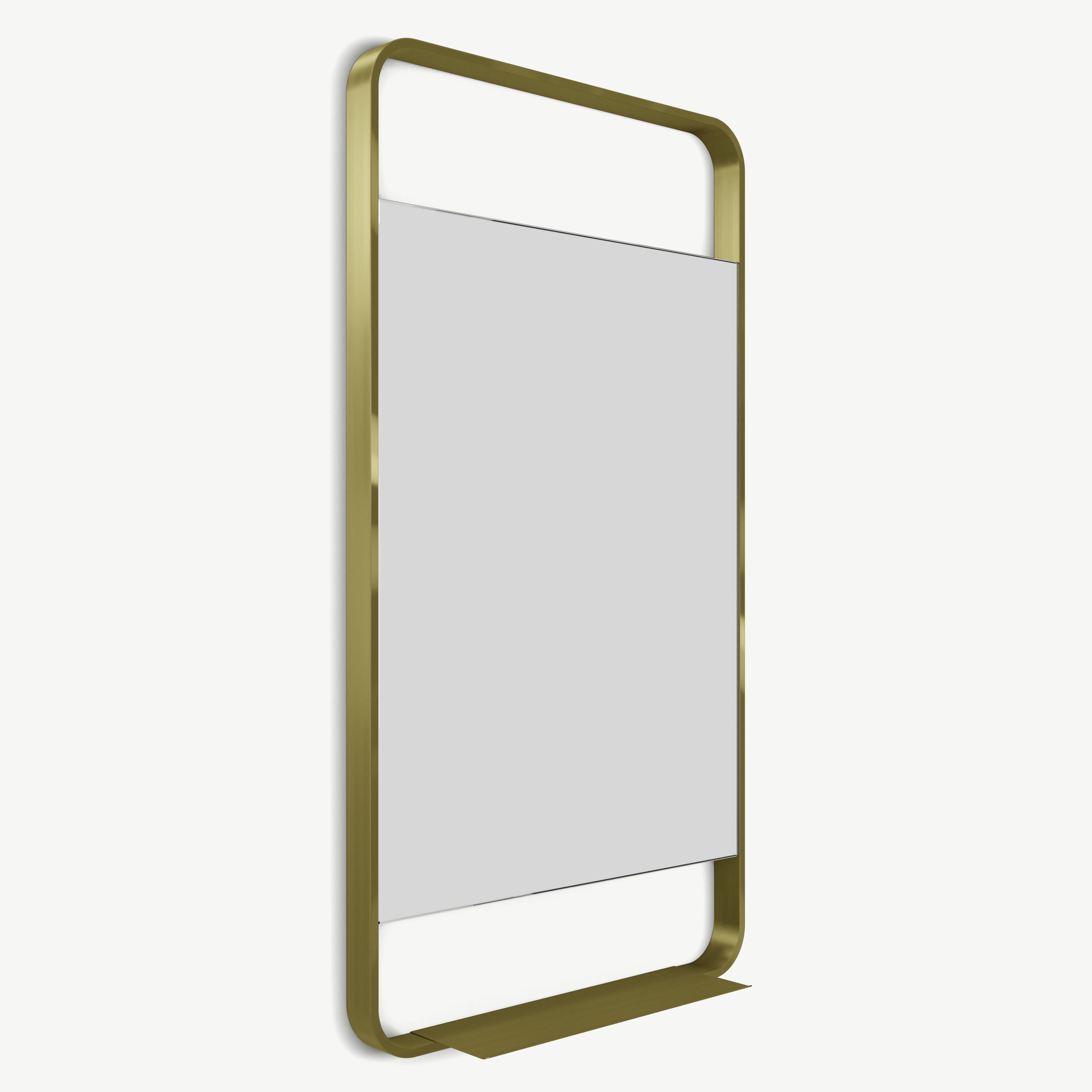 Origins Living Ludgate Rectangular Mirror with Shelf 55 Brushed Brass 550mm x 1000mm - LDG-002510-BB