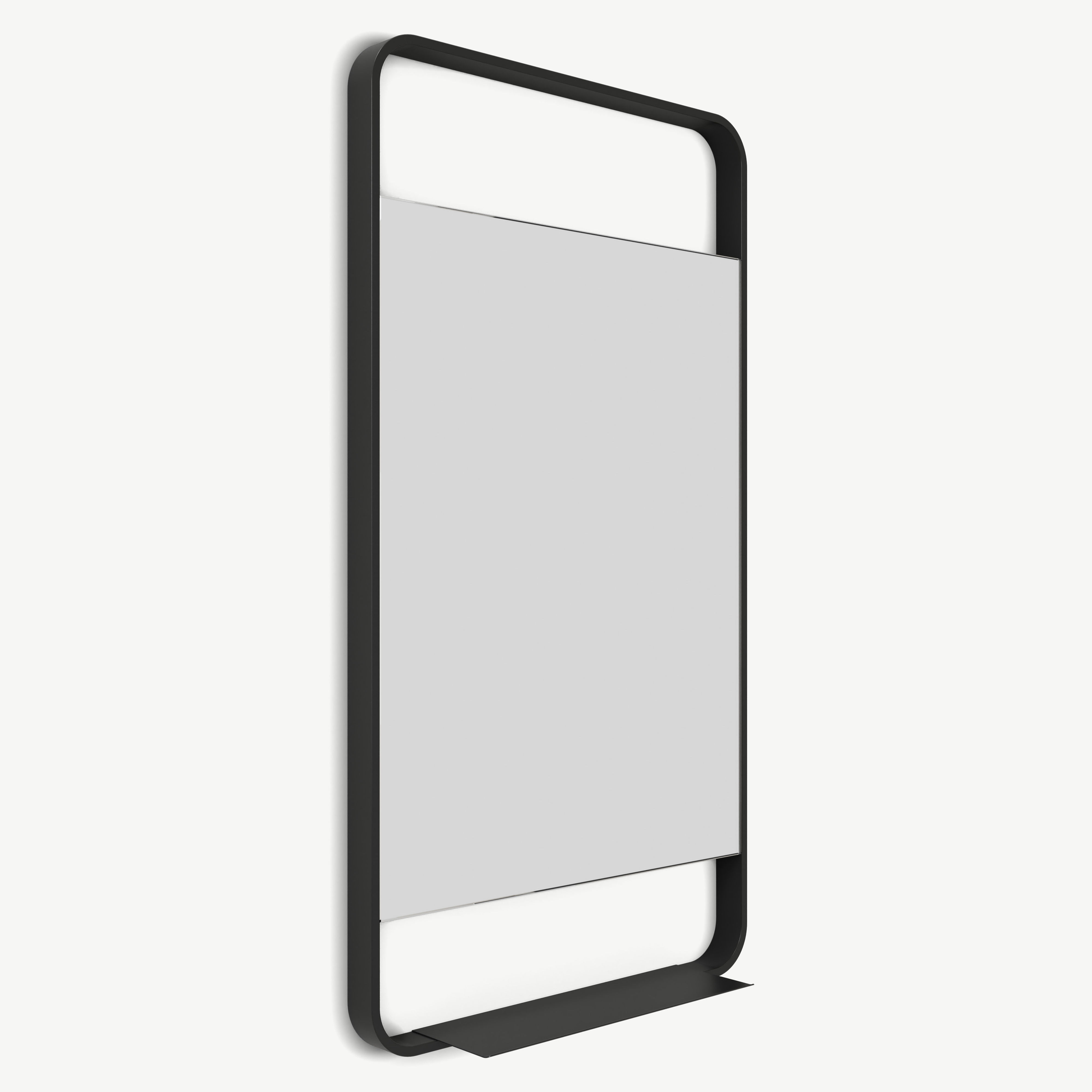 Origins Living Ludgate Rectangular Mirror with Shelf 55 Black 550mm x 1000mm - LDG-002510-BK