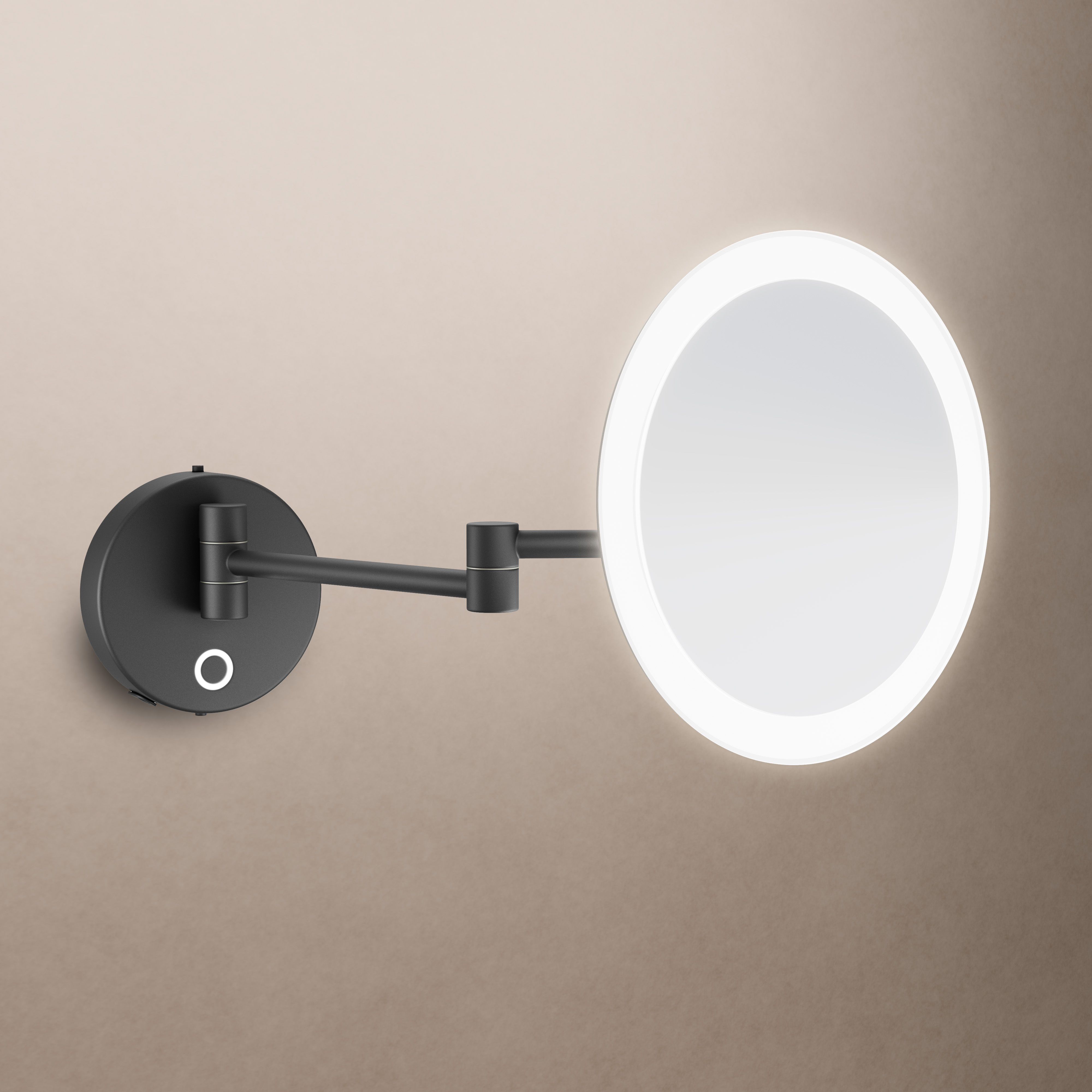 Origins Living Sloane Round LED 3x Magnifying Mirror Black 245mm x 215mm - SLN-017302-BK