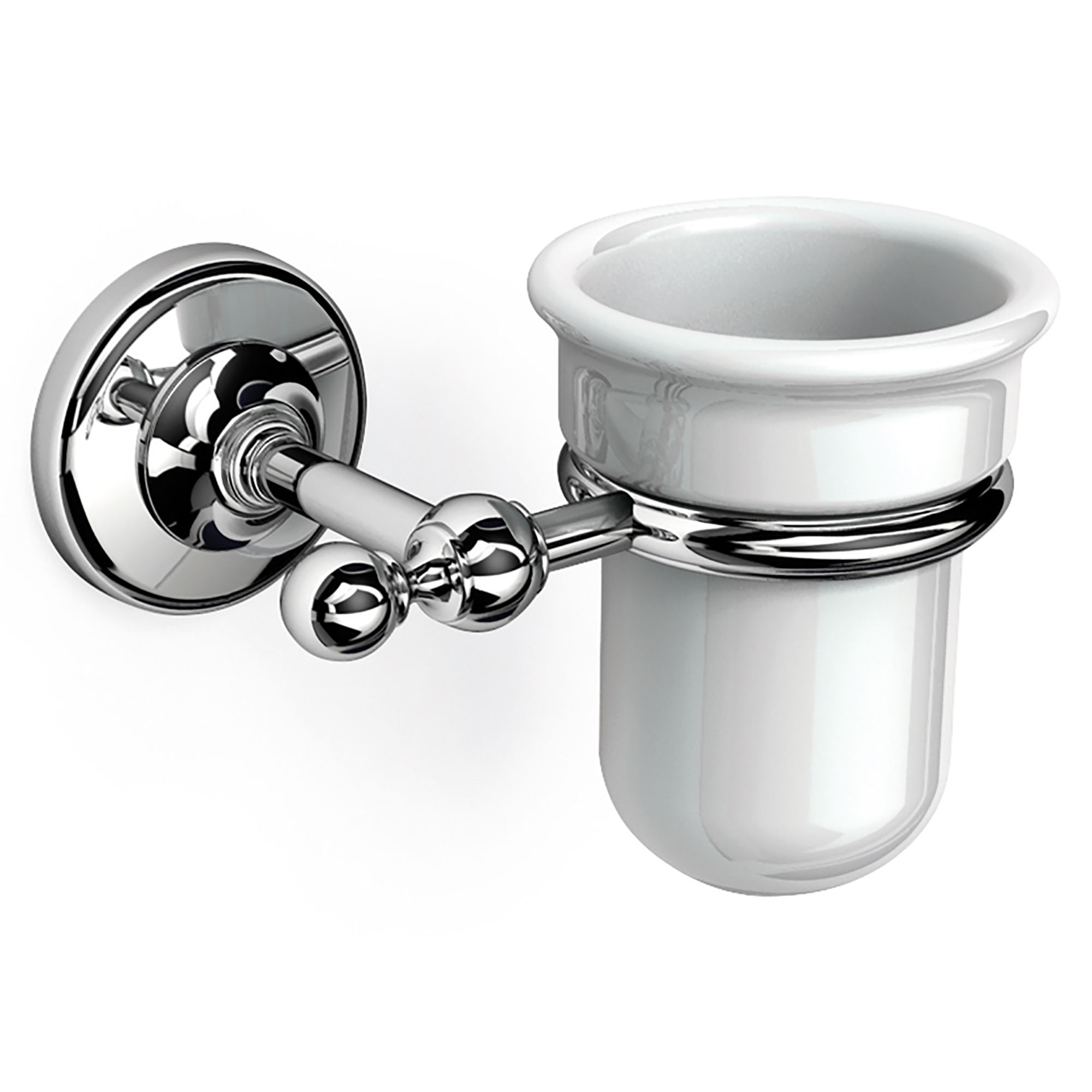 Origins Living Albany Ceramic Tumbler and Holder Chrome/White - ALB-111001-CH