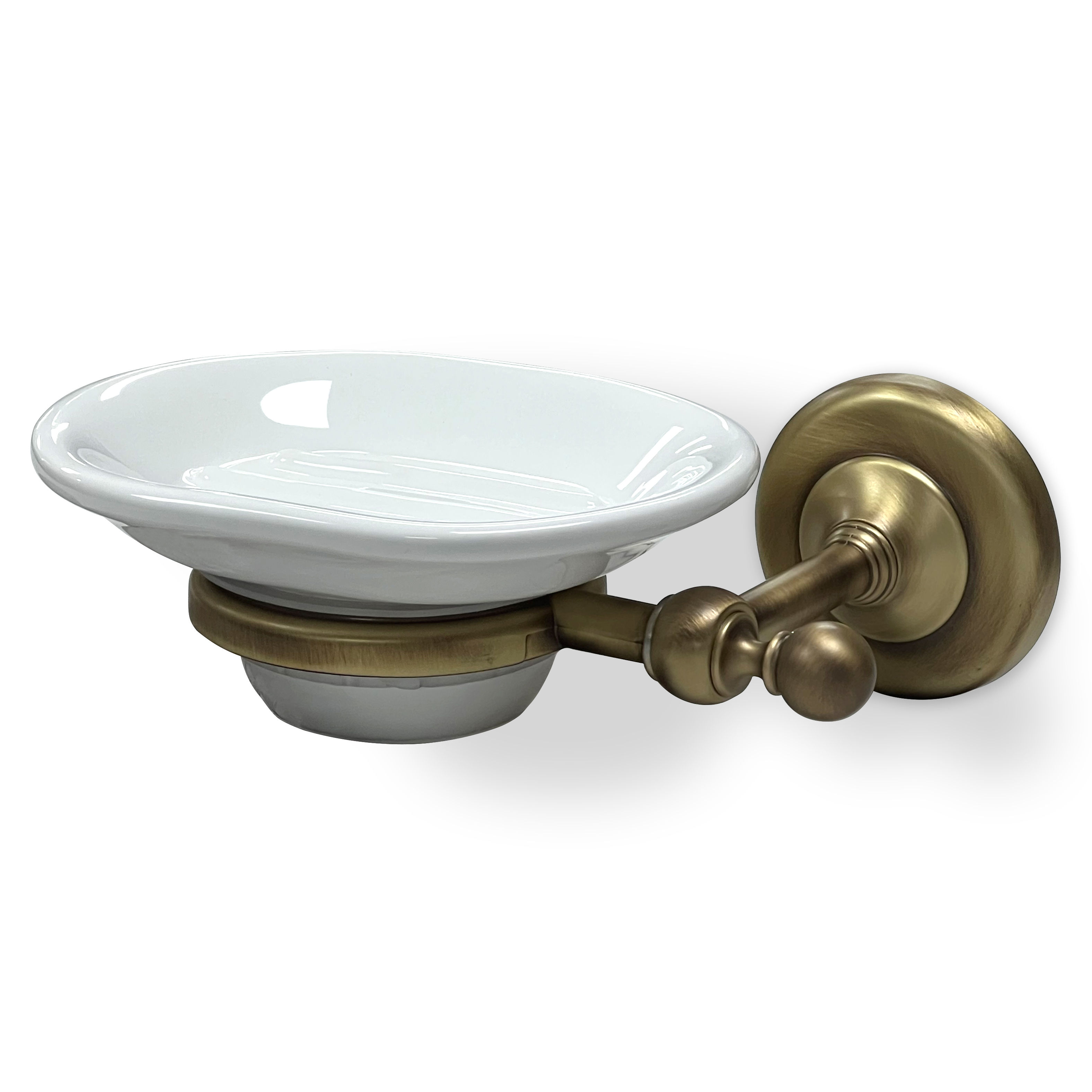 Origins Living Albany Ceramic Soap Dish Aged Brass/White - ALB-112001-AB