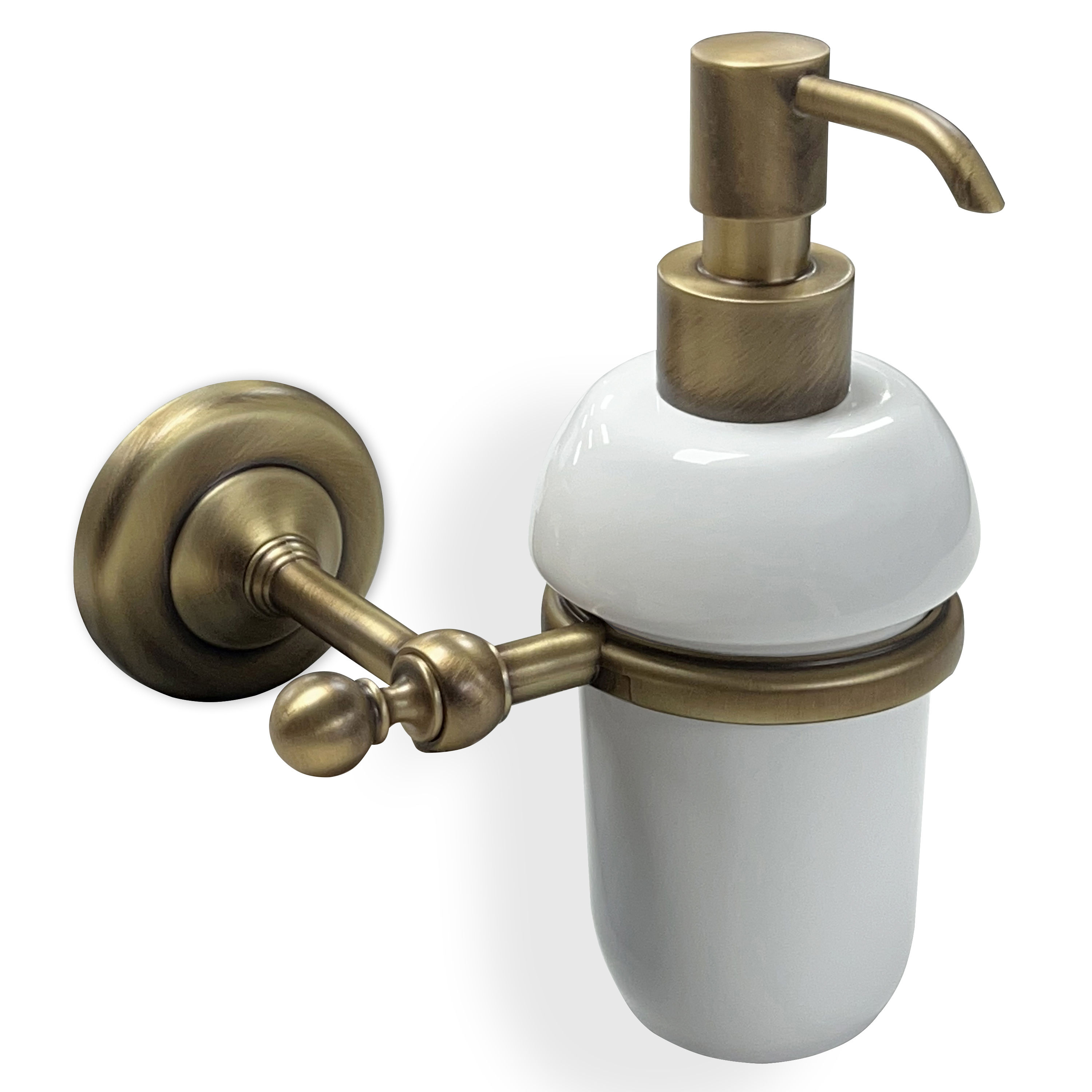 Origins Living Albany Ceramic Soap Dispenser Aged Brass/White - ALB-113001-AB