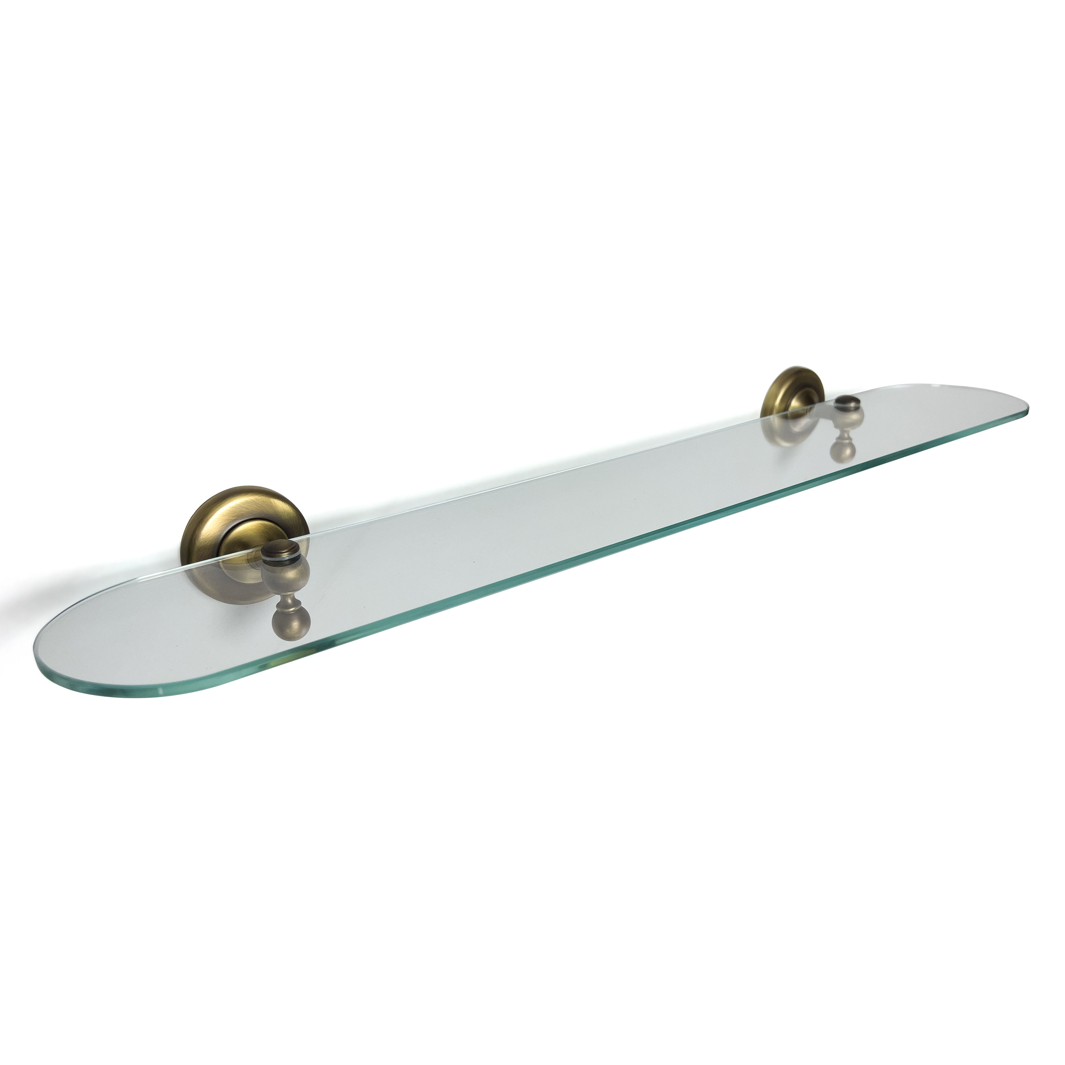 Origins Living Albany Glass Shelf Aged Brass 600mm x 135mm - ALB-120060-AB