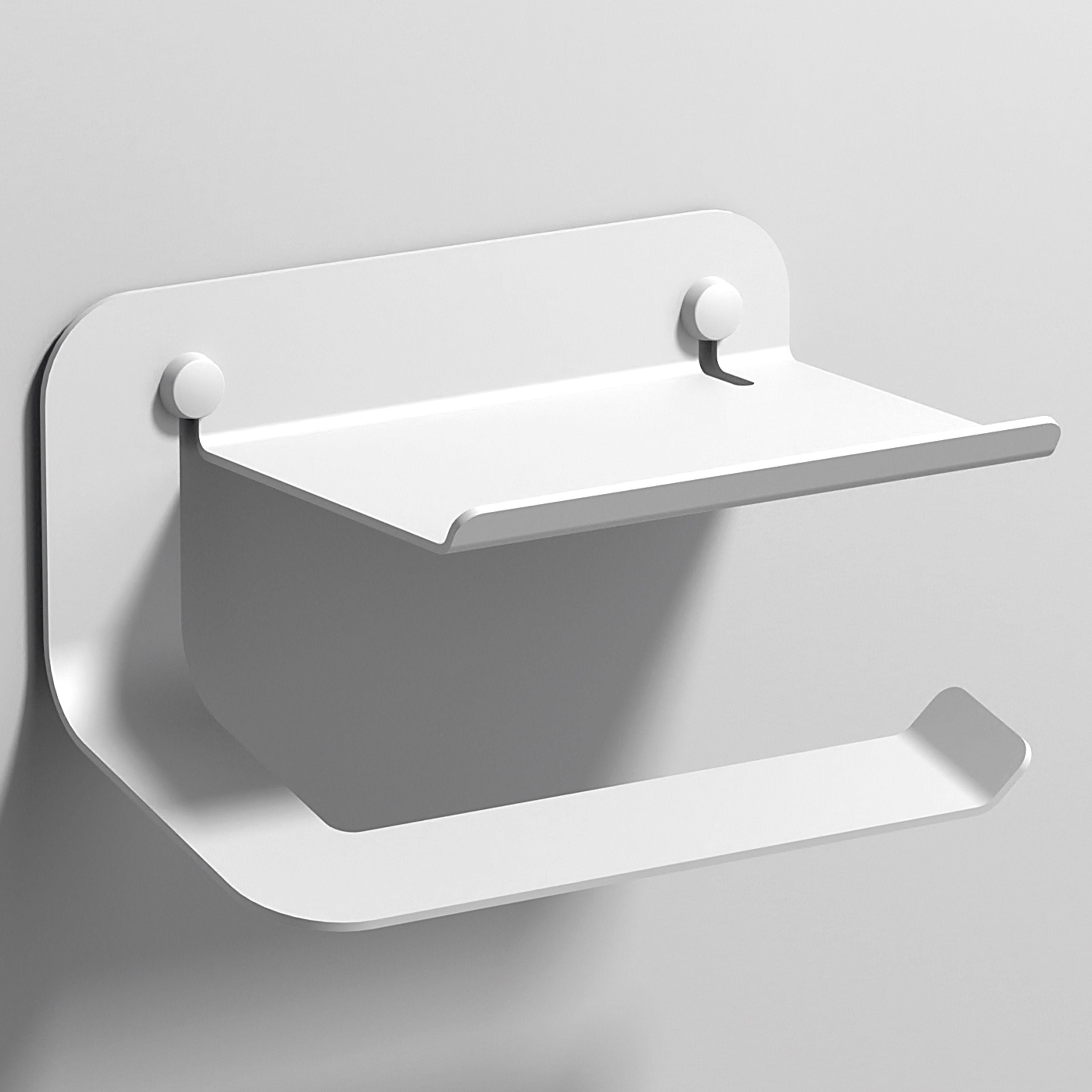 Origins Living Quick Open Toilet Roll Holder with Shelf White - 184880