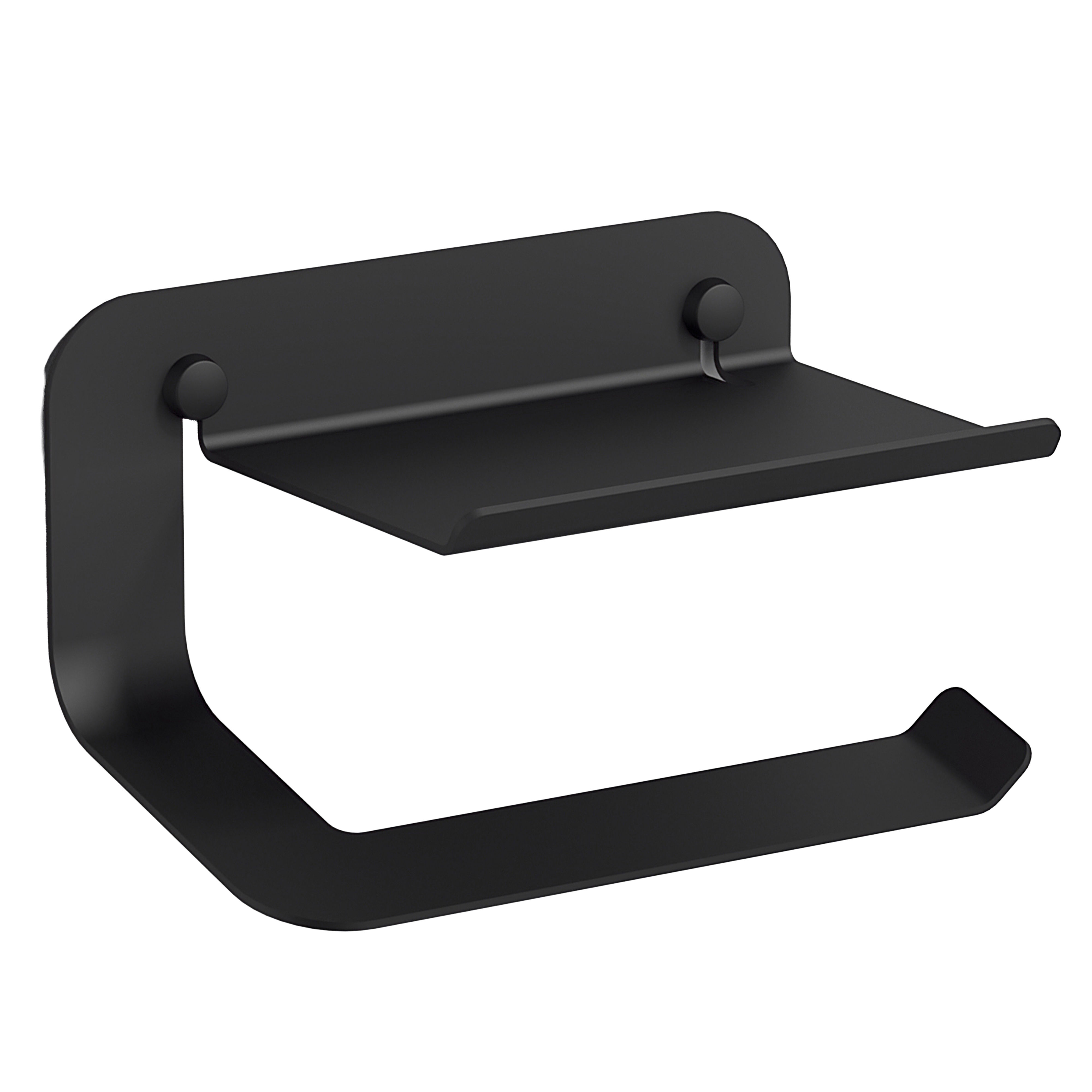Origins Living Quick Open Toilet Roll Holder with Shelf Black - 185252