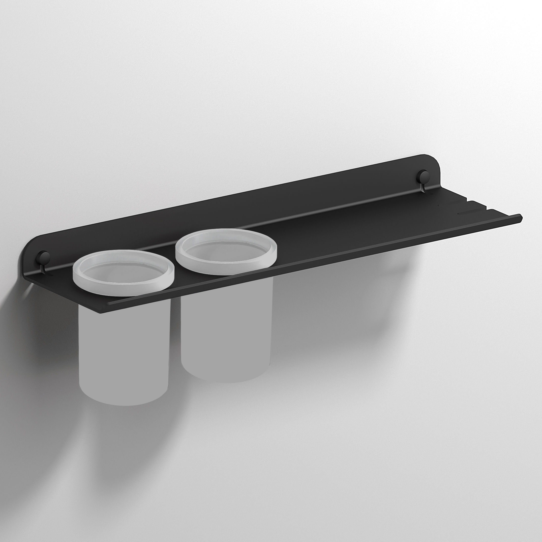 Origins Living Quick Shelf with Double Large Tumblers Black 450mm x 131mm - 185351