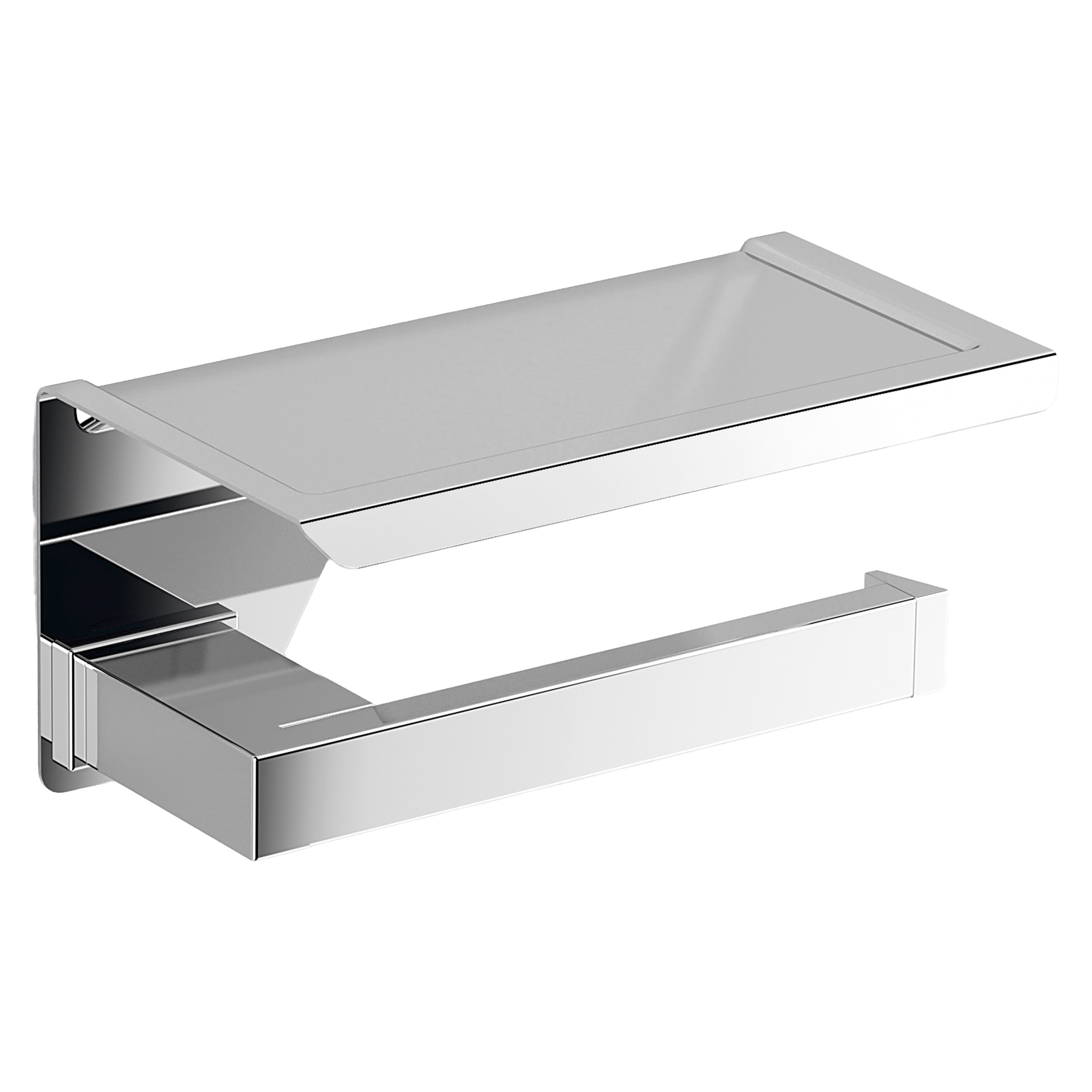 Origins Living S Cube Open Toilet Roll Holder with Shelf Chrome - 173938