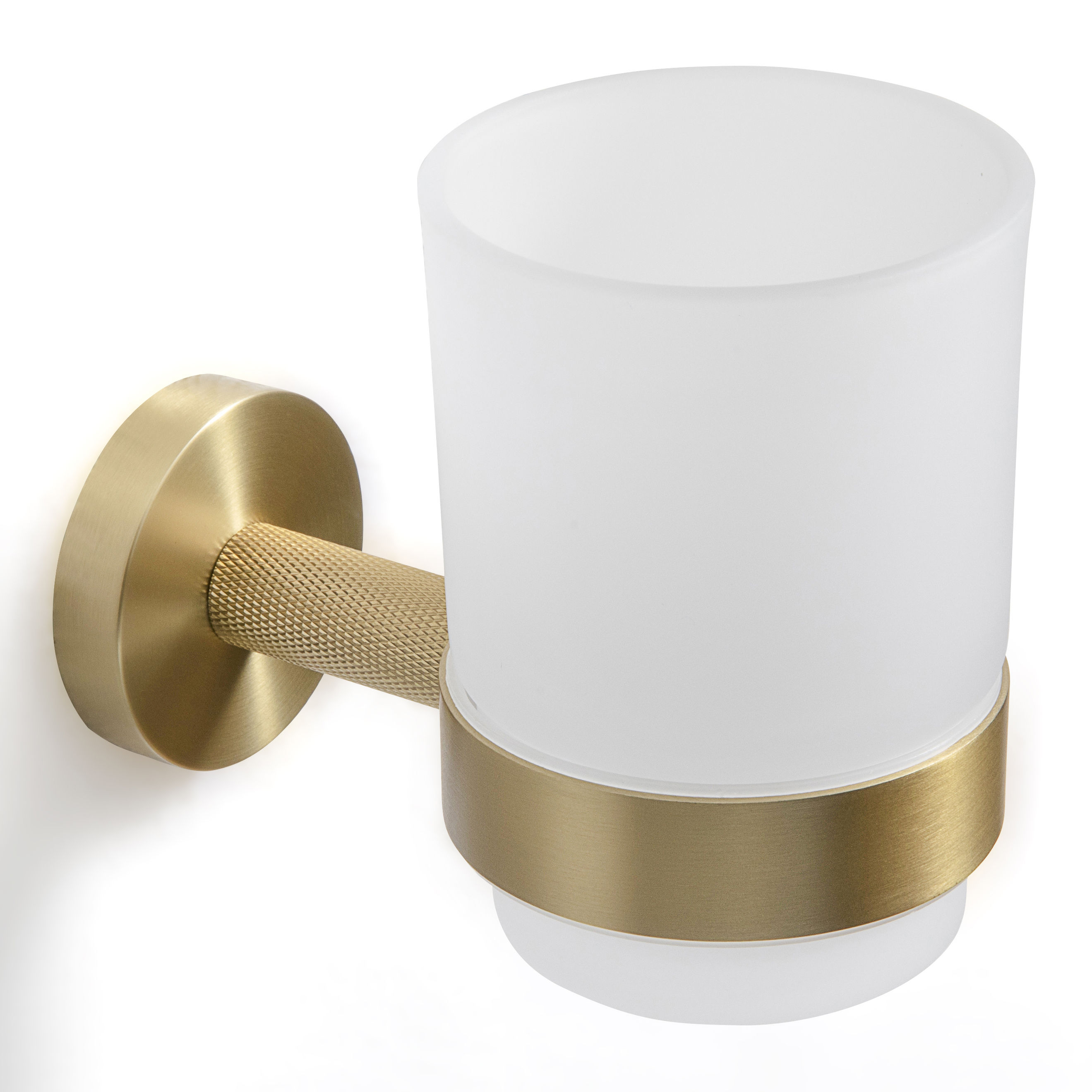 Origins Living Turner Glass Tumbler and Holder Brushed Brass - TRN-111001-BB