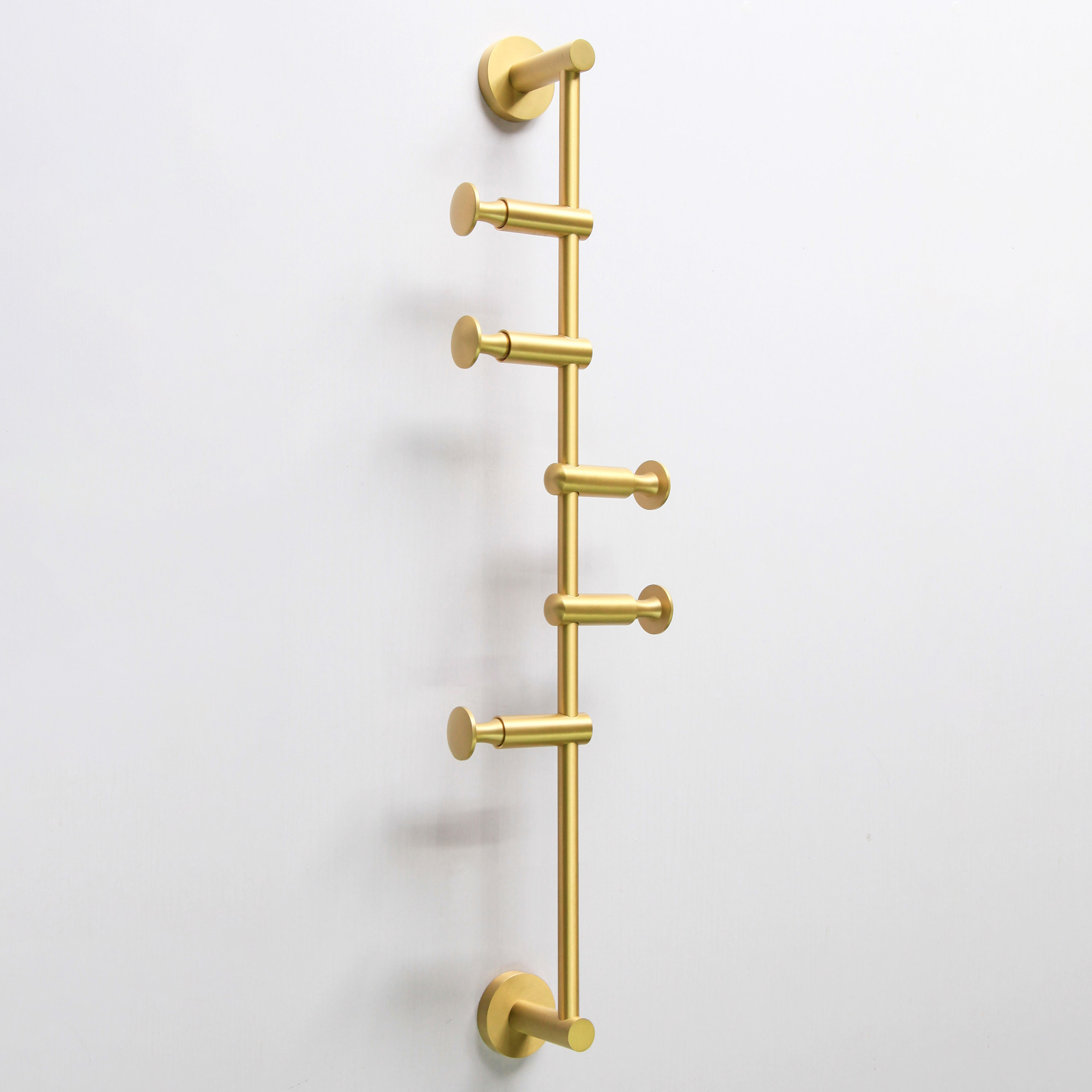 Origins Living Archer Vertical Rail with 5 Hooks Satin Brass - ARR-110560-BB