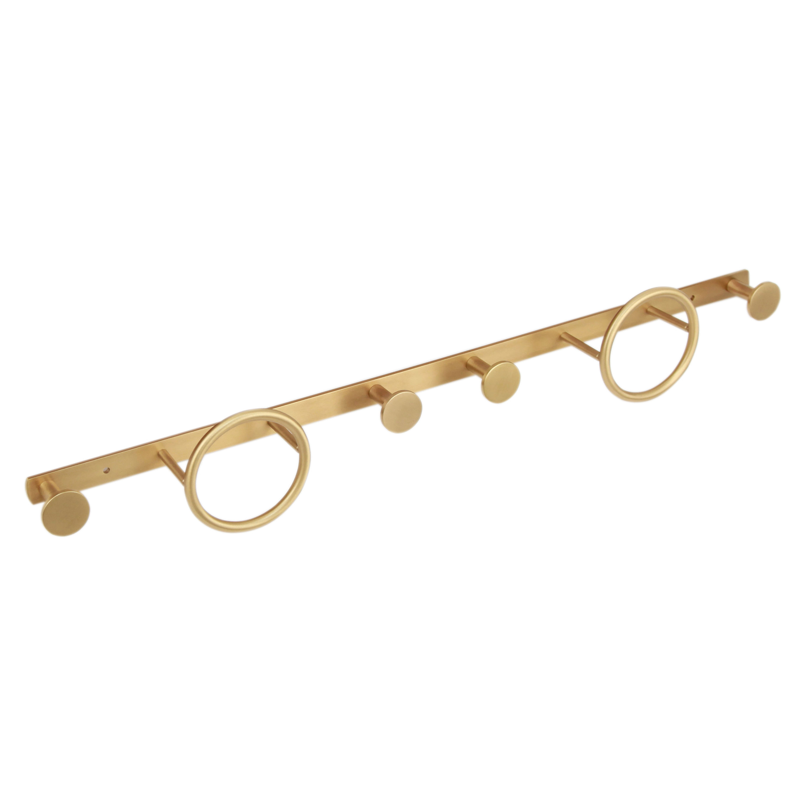 Origins Living Oakley Multi Bathroom Hook and Towel Ring Rail Satin Brass - OKL-110660-BB
