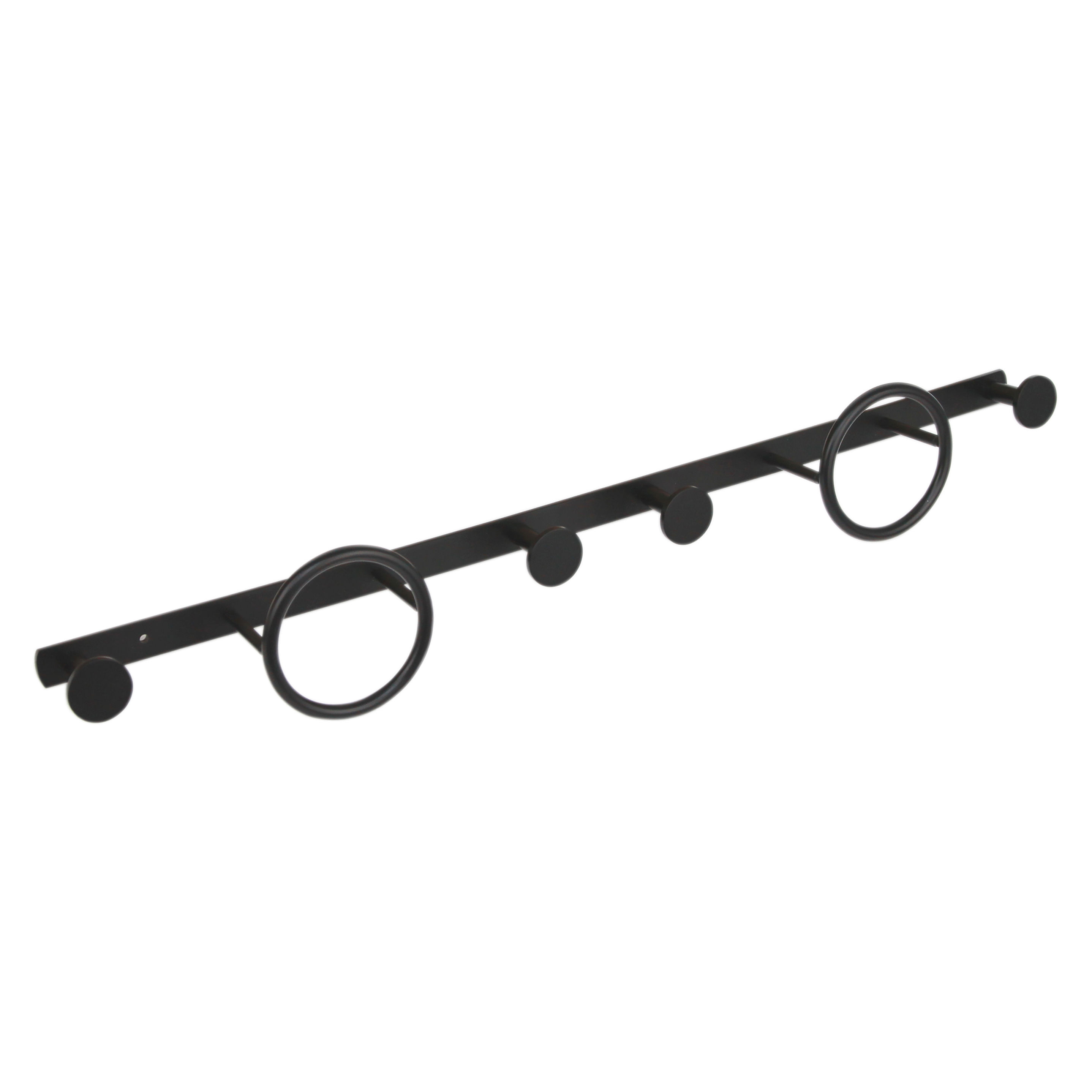 Origins Living Oakley Multi Bathroom Hook and Towel Ring Rail Black - OKL-110660-BK
