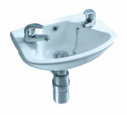 Lecico Atlas 1410 Cloakroom Basin 2 Tap Holes White 365mm x 225mm - ASWH14BA