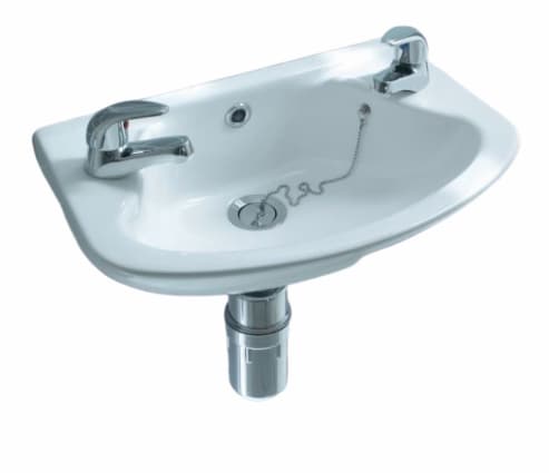 Lecico Atlas 1811 Cloakroom Basin 2 Tap Holes White 455mm x 285mm - ASWH18BA