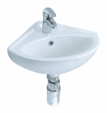 Lecico Atlas Corner Basin 1 Tap Hole White 405mm x 405mm - ASWHCBA