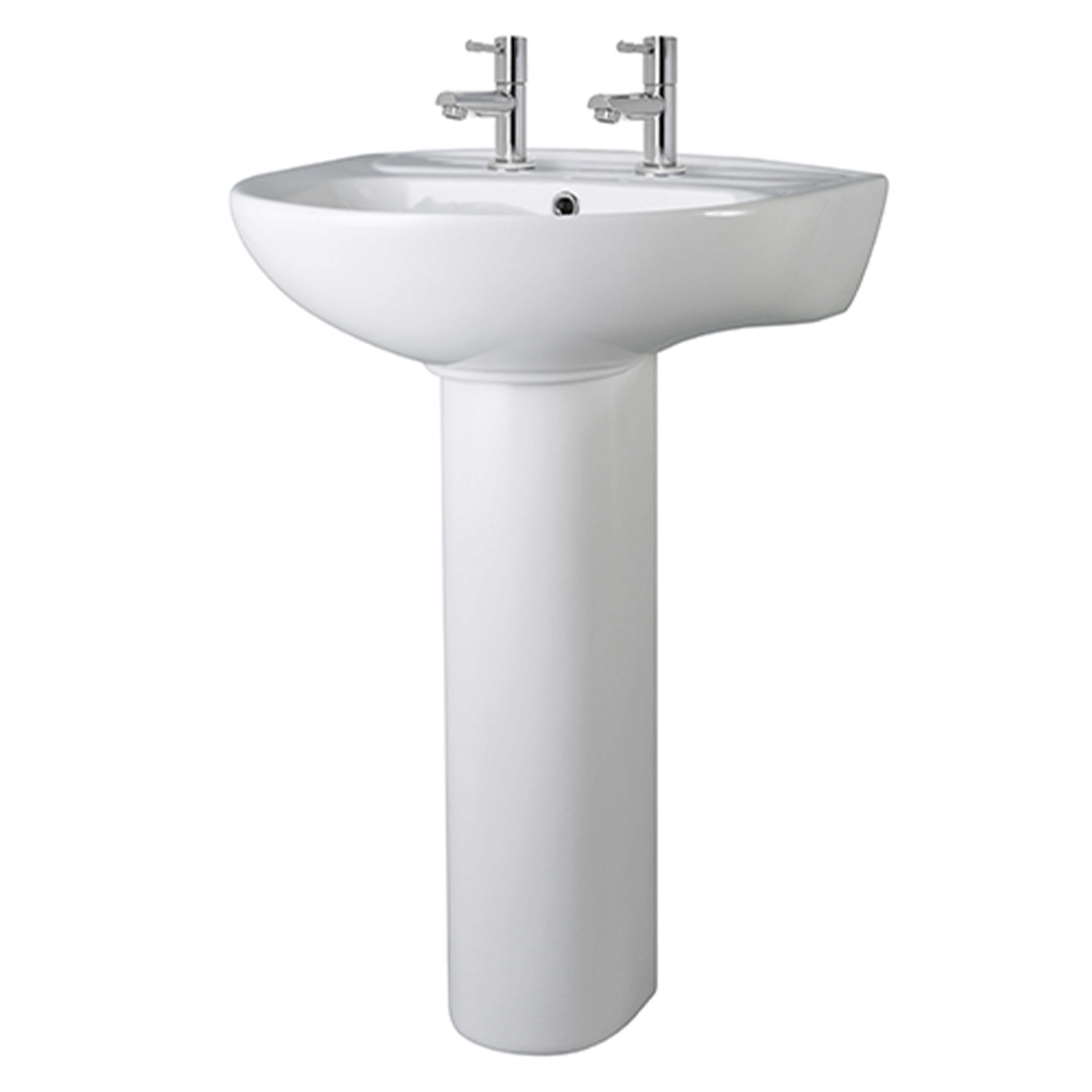 Curved Basin 2 Tap Holes 550mm