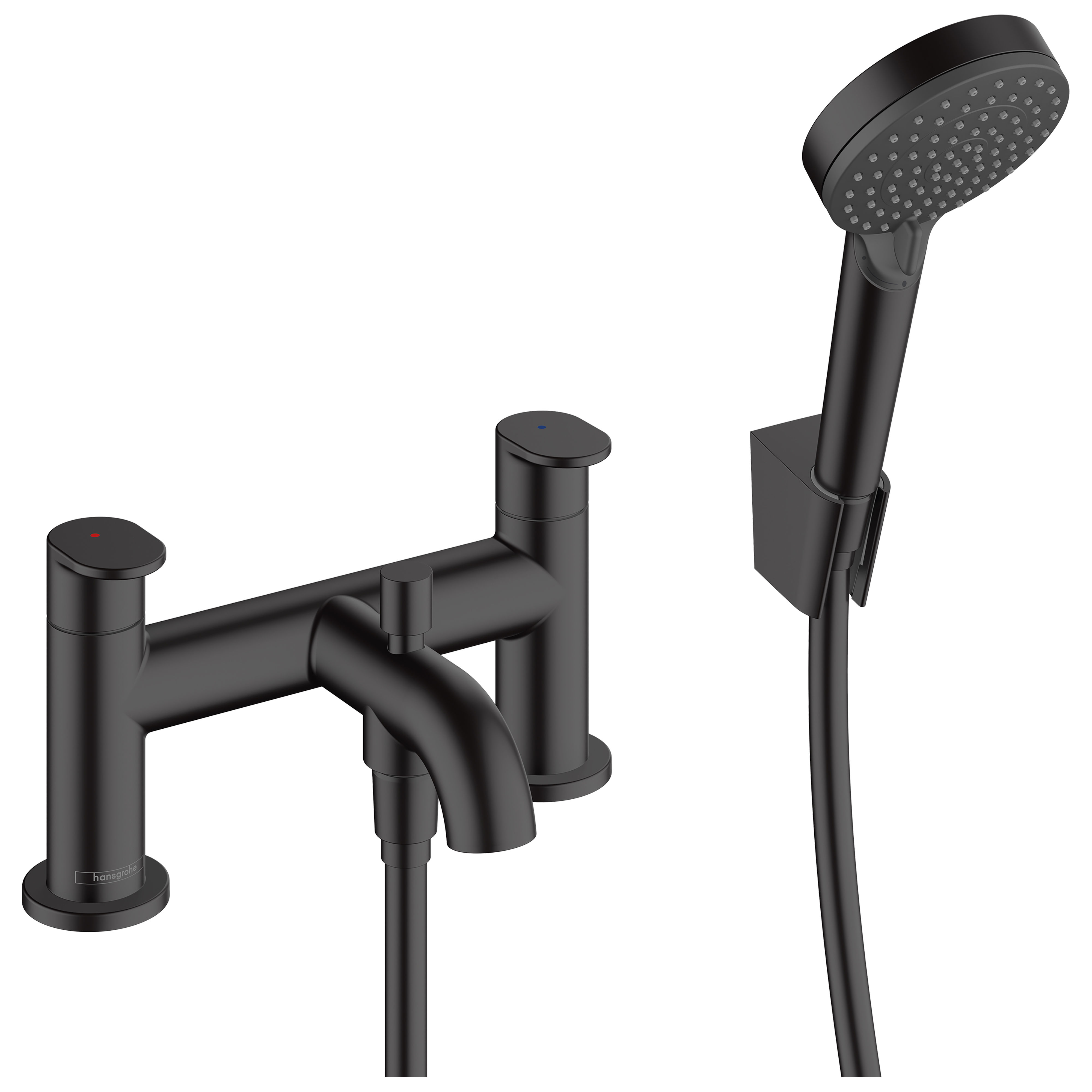 Hansgrohe Vernis Blend Bath Mixer Tap with Vernis Blend Hand Shower Matt Black - 71461670
