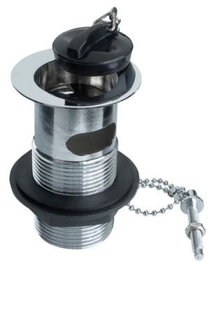 Slotted Basin Waste with Chain and Poly Plug 1 1/4"