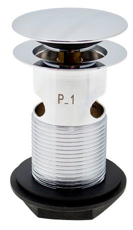 Slotted Basin Waste with Flat Mushroom Clicker Plug and Stay Hole Stopper Chrome