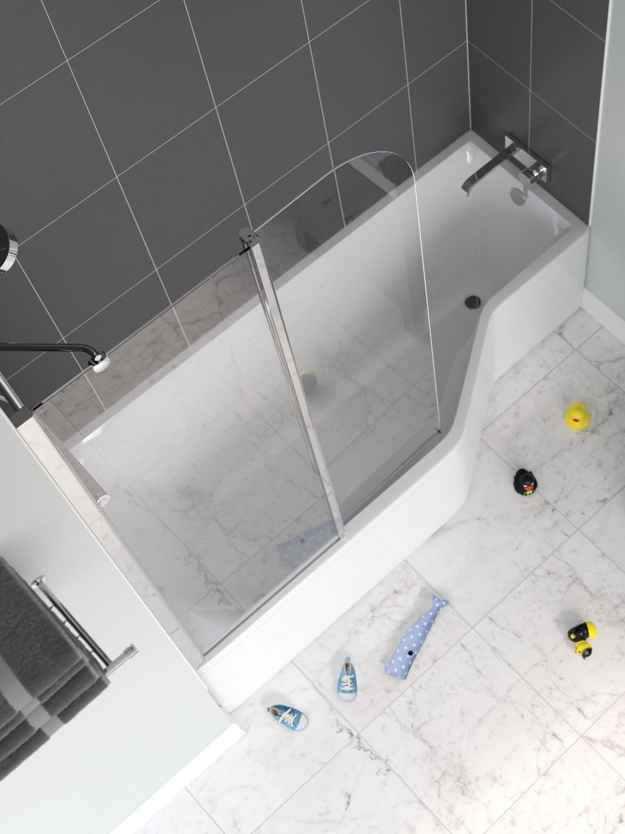 Lakes Classic Curved Hinged Bath Screen 930-955mm x 1400mm - SS120S