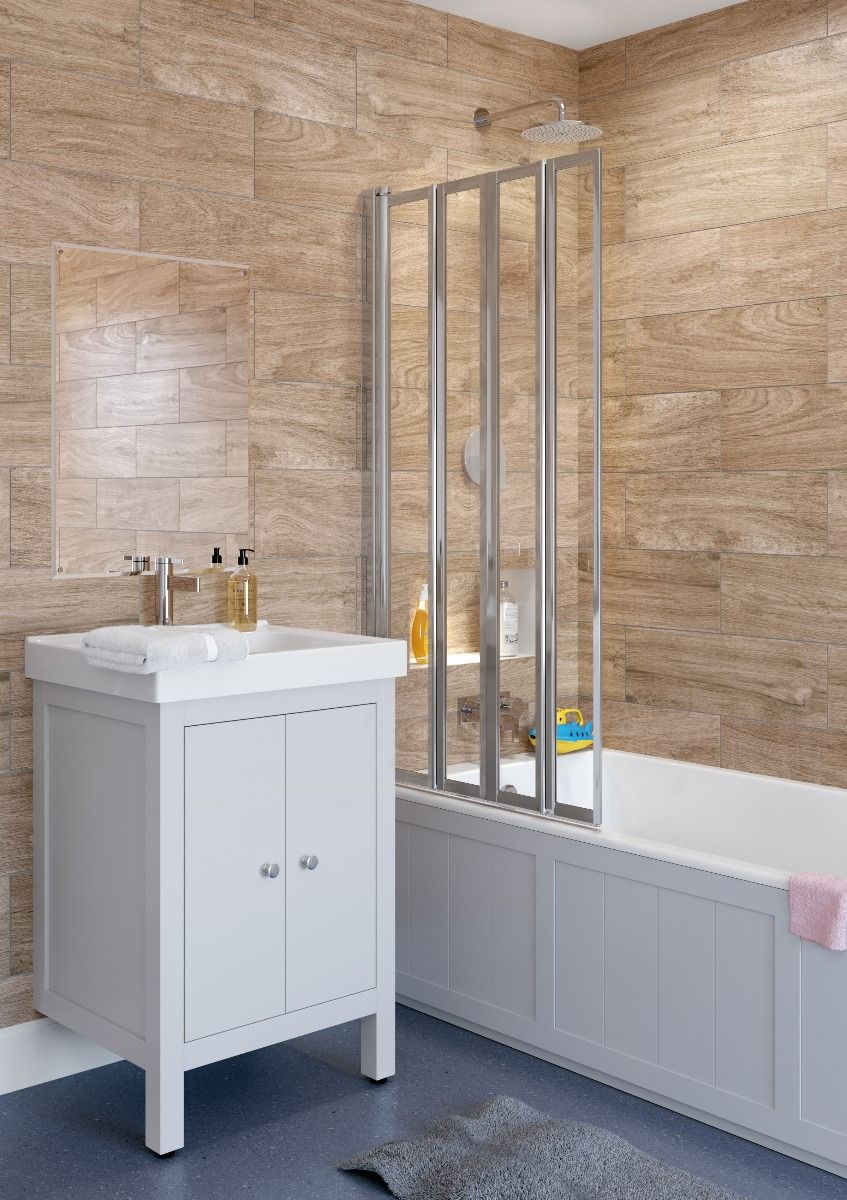 Lakes Classic Framed Bath Screen Silver 3 Panel 1390mm x 1400mm - SS80S