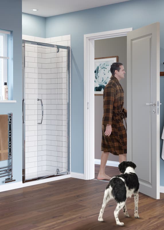 Lakes Classic Semi Framed Pivot Door Silver 1000mm x 1850mm - LKVP100S