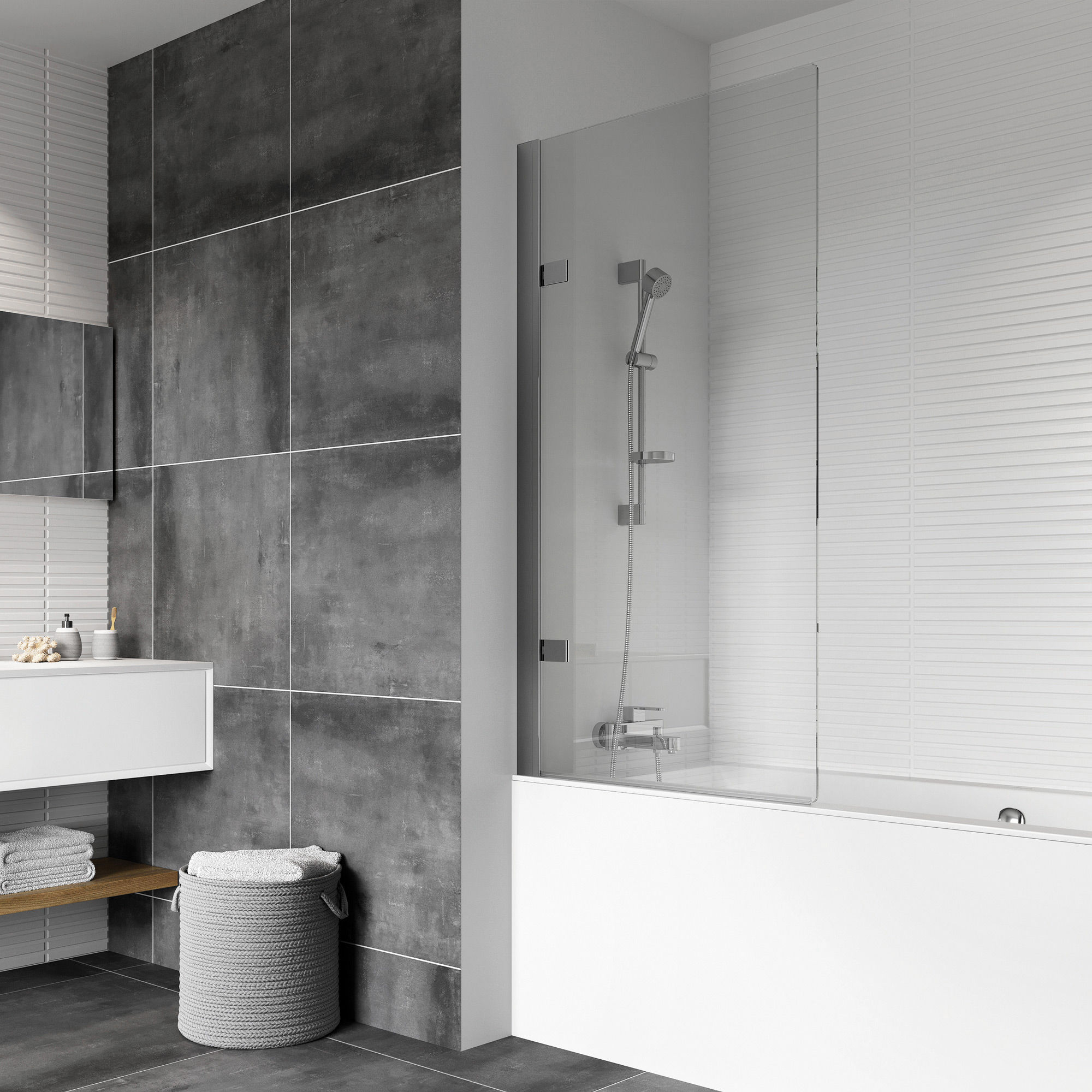 Haven 8 Hinged Bath Screen Left Hand - H4D12CSL