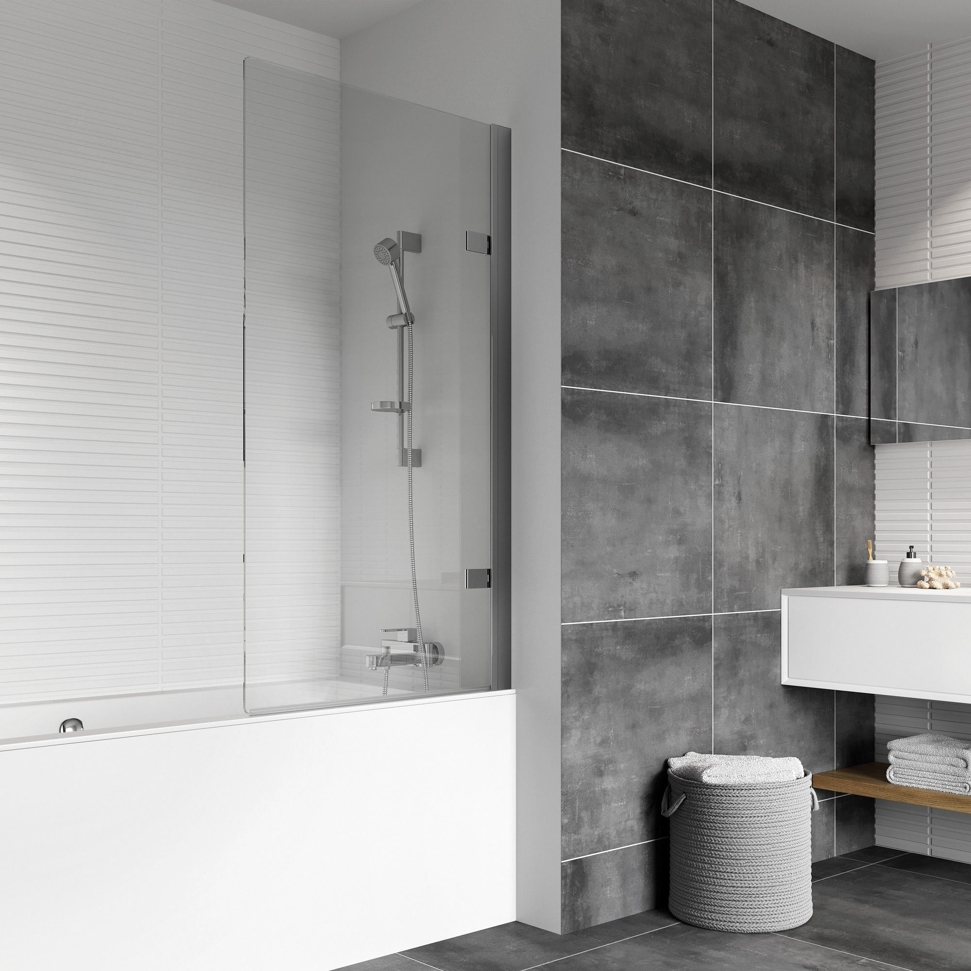Haven 8 Hinged Bath Screen Right Hand - H4D12CSR