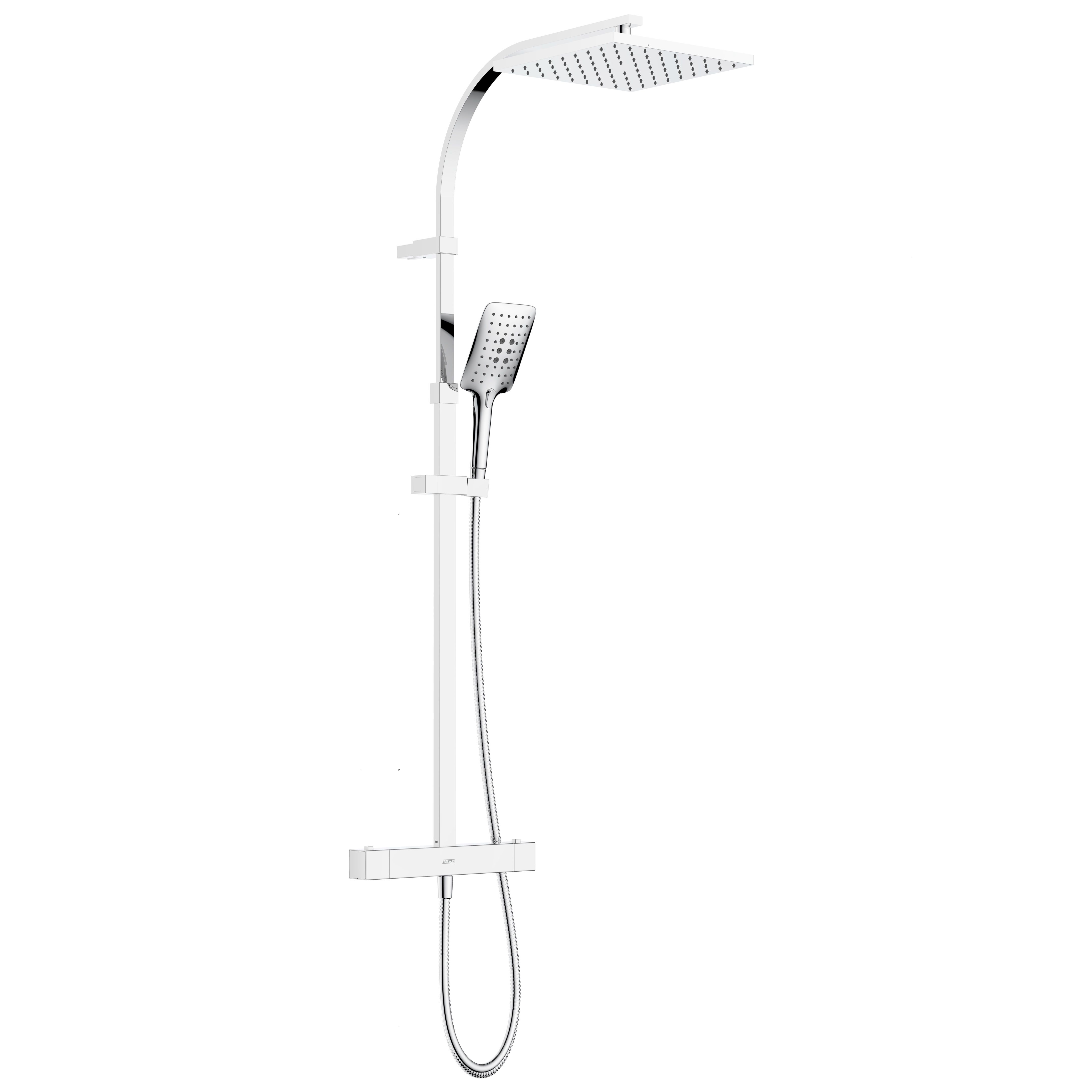 Bristan Quadrato Thermostatic Bar Shower with Telescopic Riser, Multi-Function Handset - QD SHXDIVCTFF C