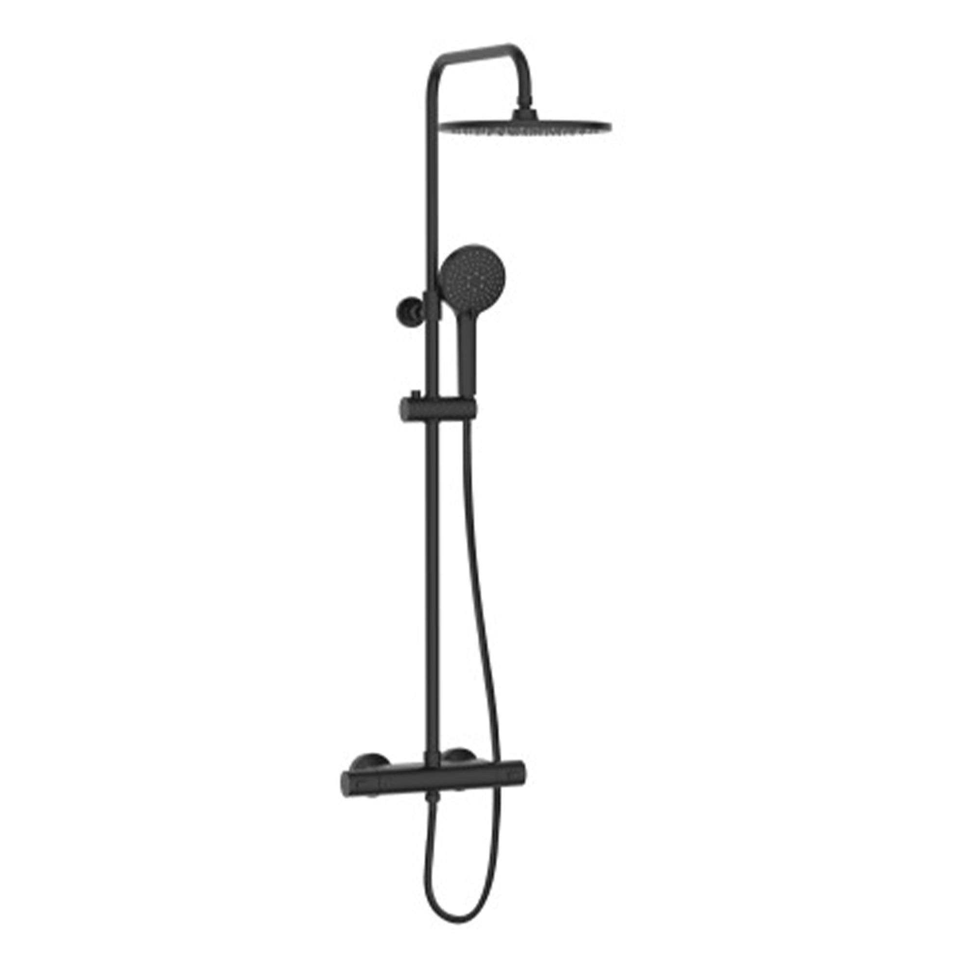 Bristan Buzz Shower Bar Mixer with Round Overhead and Handset Black - BUZ SHXDIVCTFF BLK
