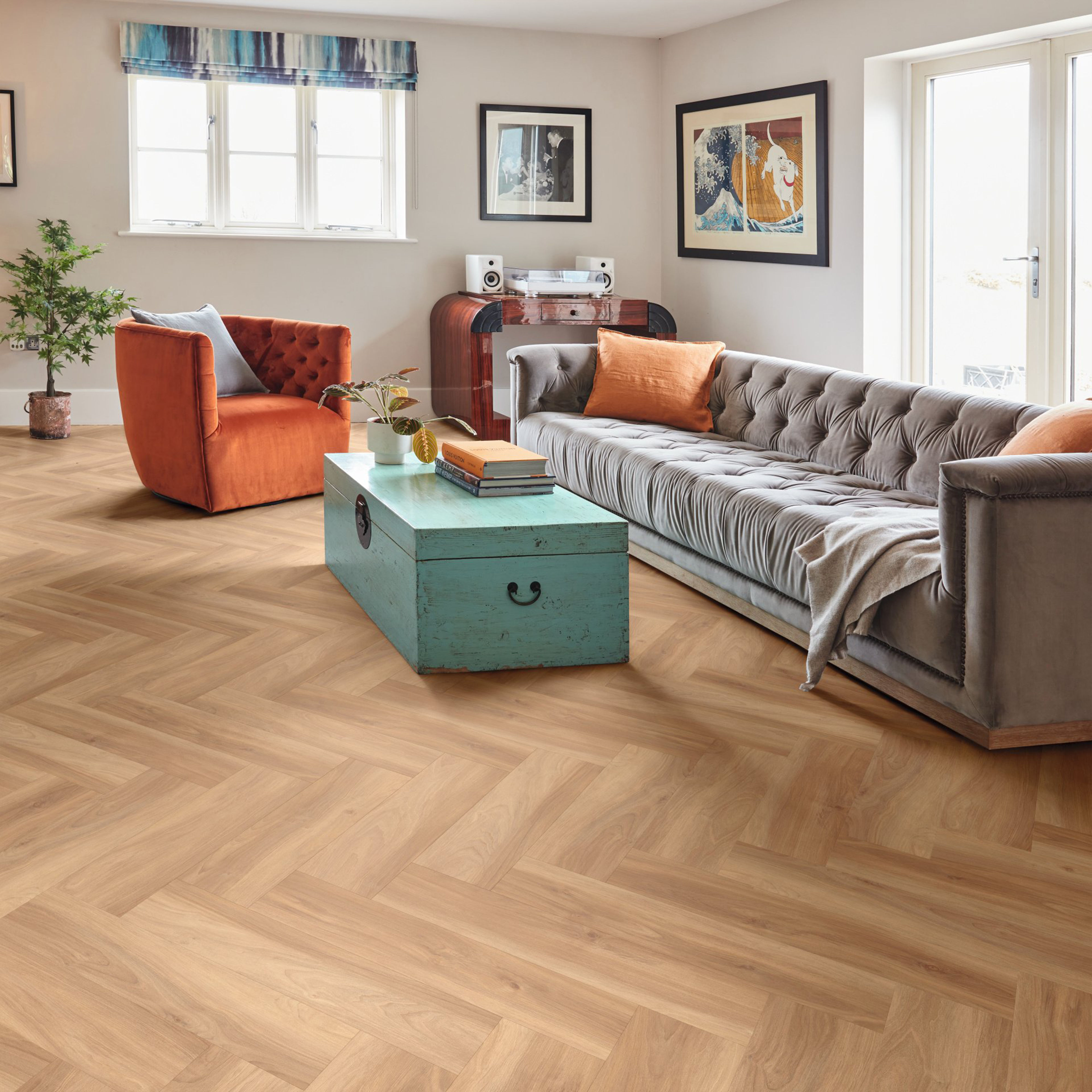 Karndean Palio Core Plank Vinyl Flooring Genna Herringbone 1.954m² Pack - SM-RCP6550