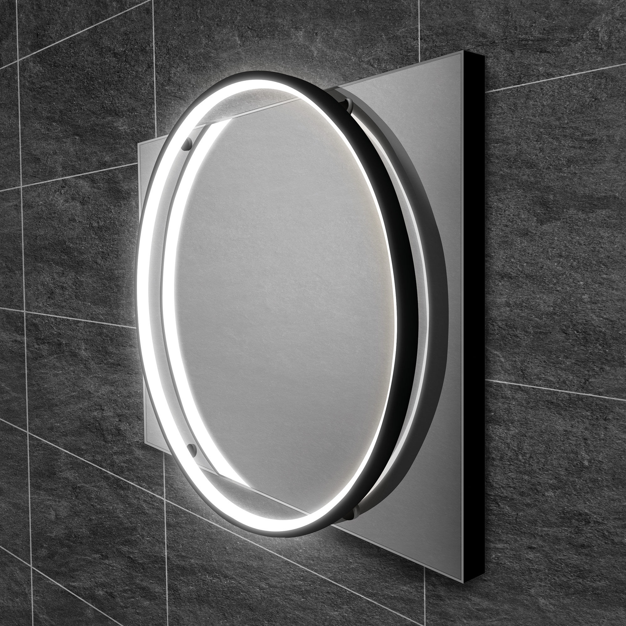 HiB Solas 60 LED Bathroom Mirror with Black Frame
