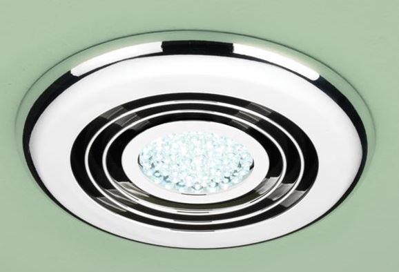 HiB Cyclone Wet Room Inline Fan with Cool White LED Chrome - 32700