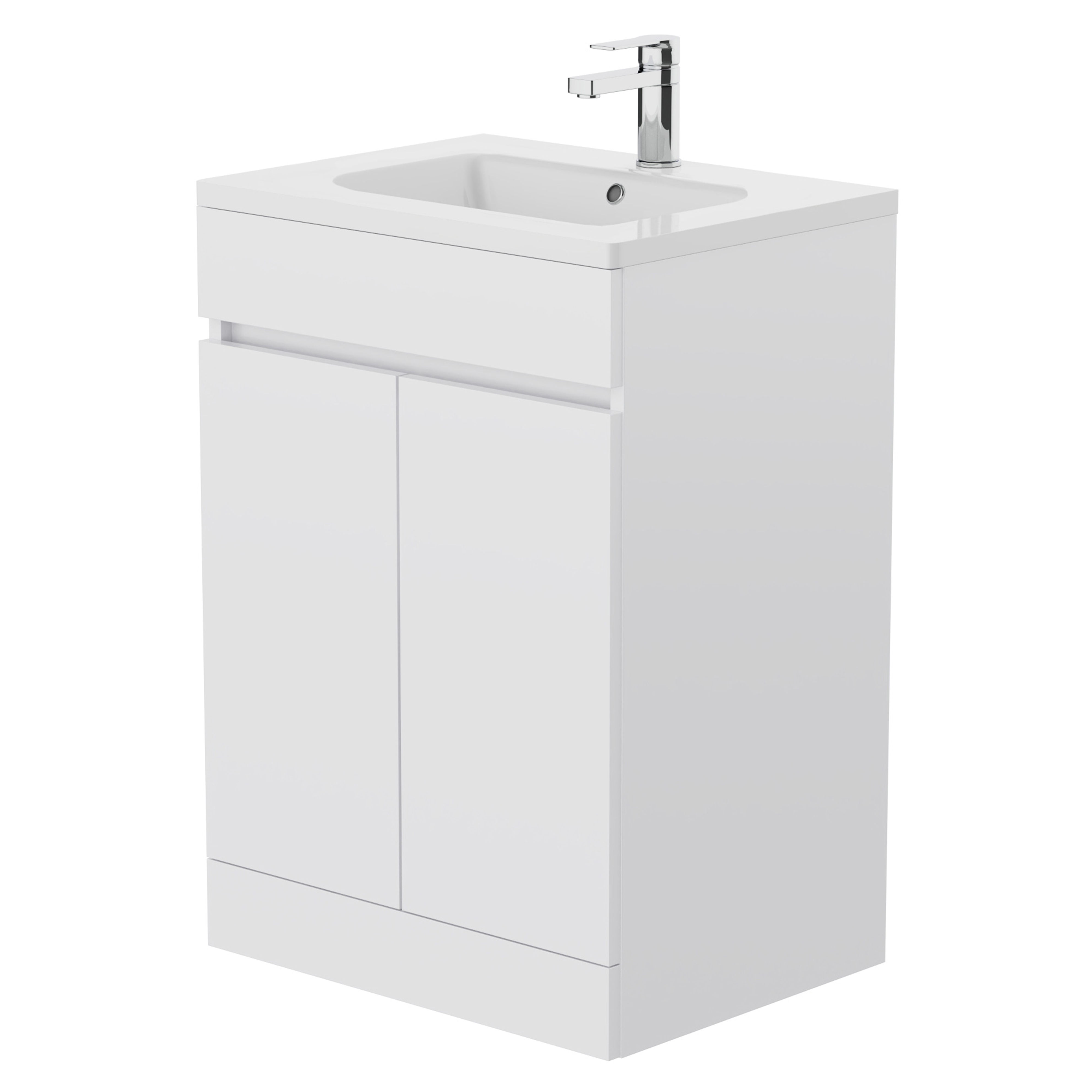 Kartell K-Vit Atlantis Floor Standing 2 Door Bathroom Vanity Unit White 600mm - ATL600LSVU