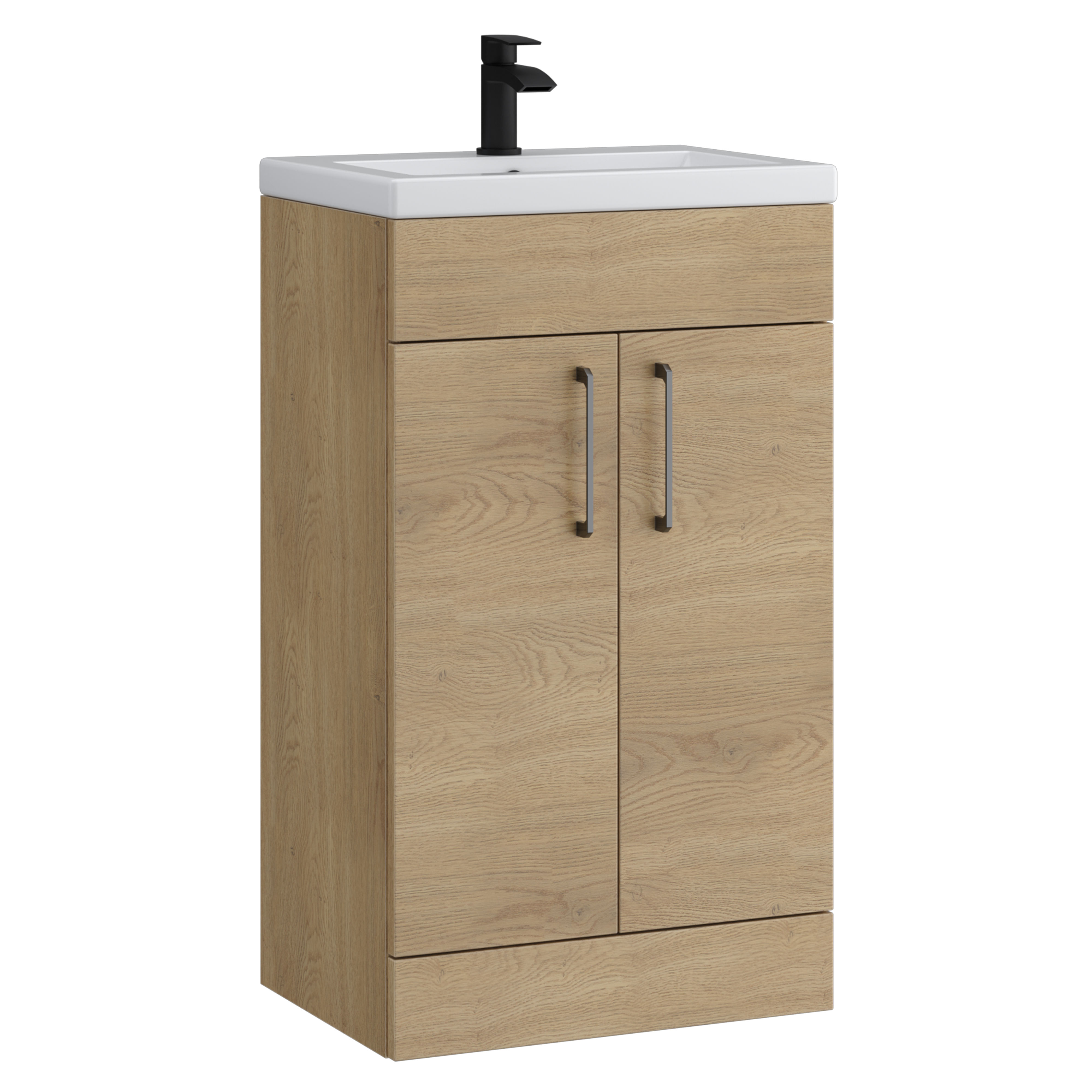 Kartell K-Vit Dove Floor Standing 2 Door Bathroom Vanity Unit Torro Oak 500mm - DOV500FSDO-TO