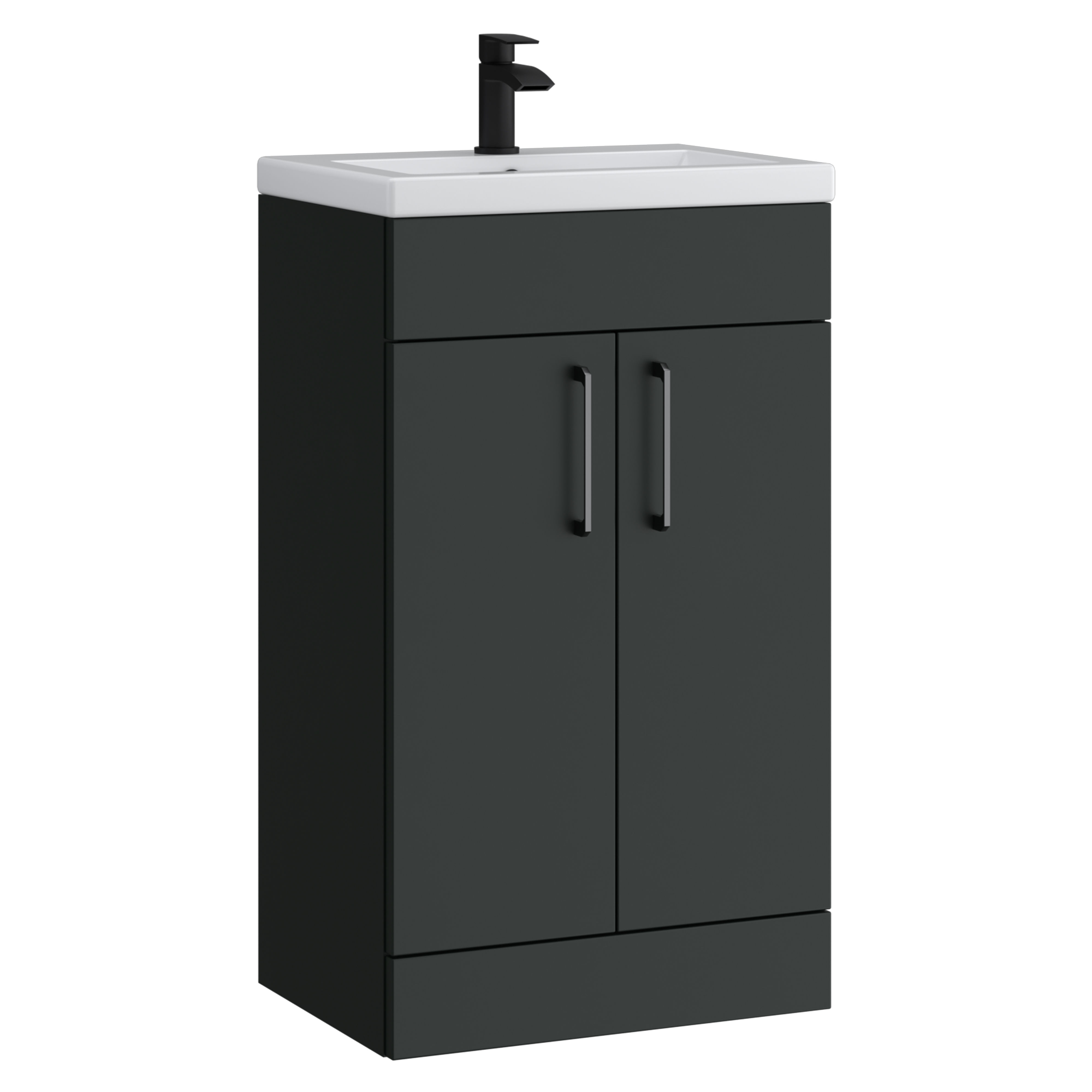 Kartell K-Vit Dove Floor Standing 2 Door Slimline Bathroom Vanity Unit Anthracite 500mm - DOV500SL-MA