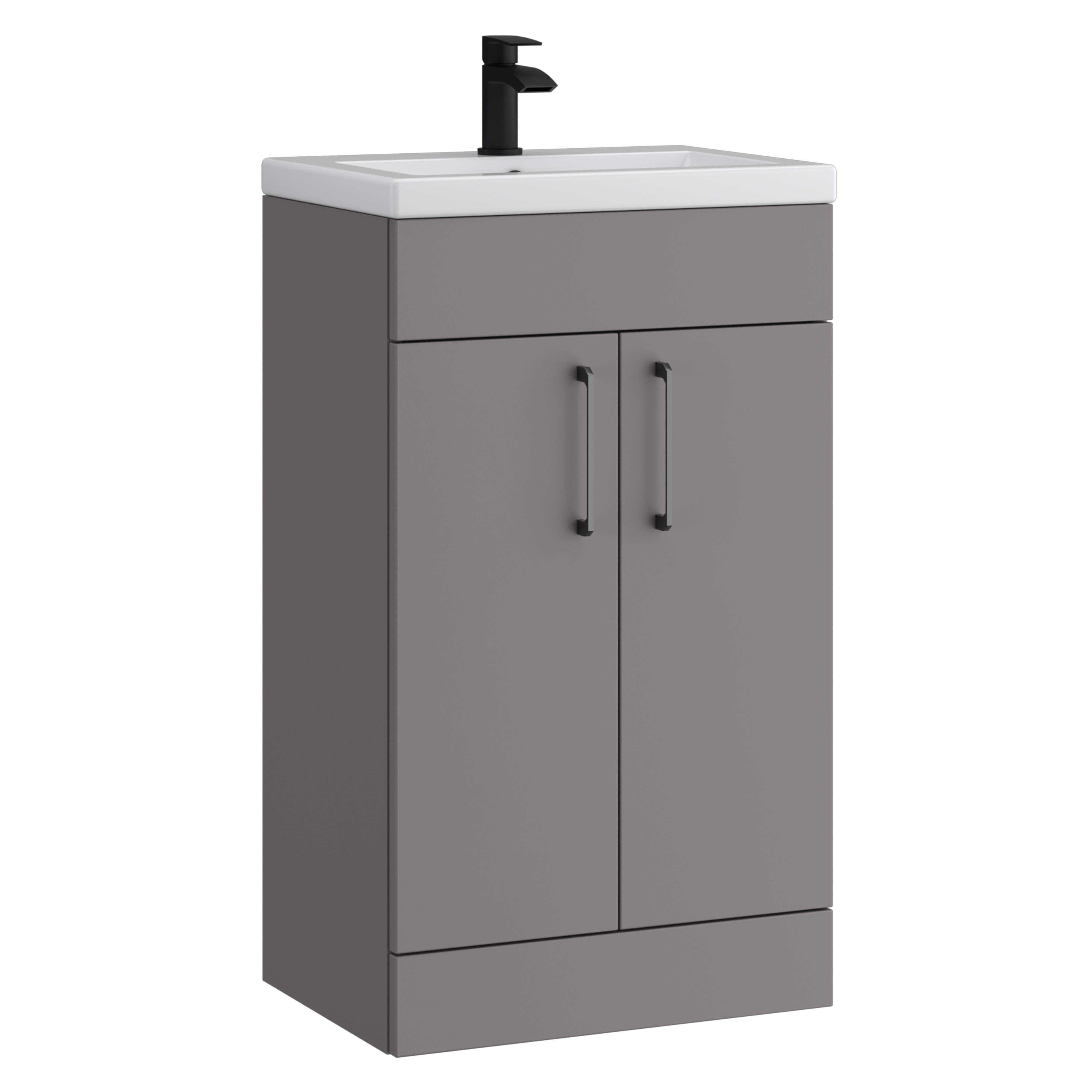 Kartell K-Vit Dove Floor Standing 2 Door Slimline Bathroom Vanity Unit Slate Grey 500mm - DOV500SL-SG