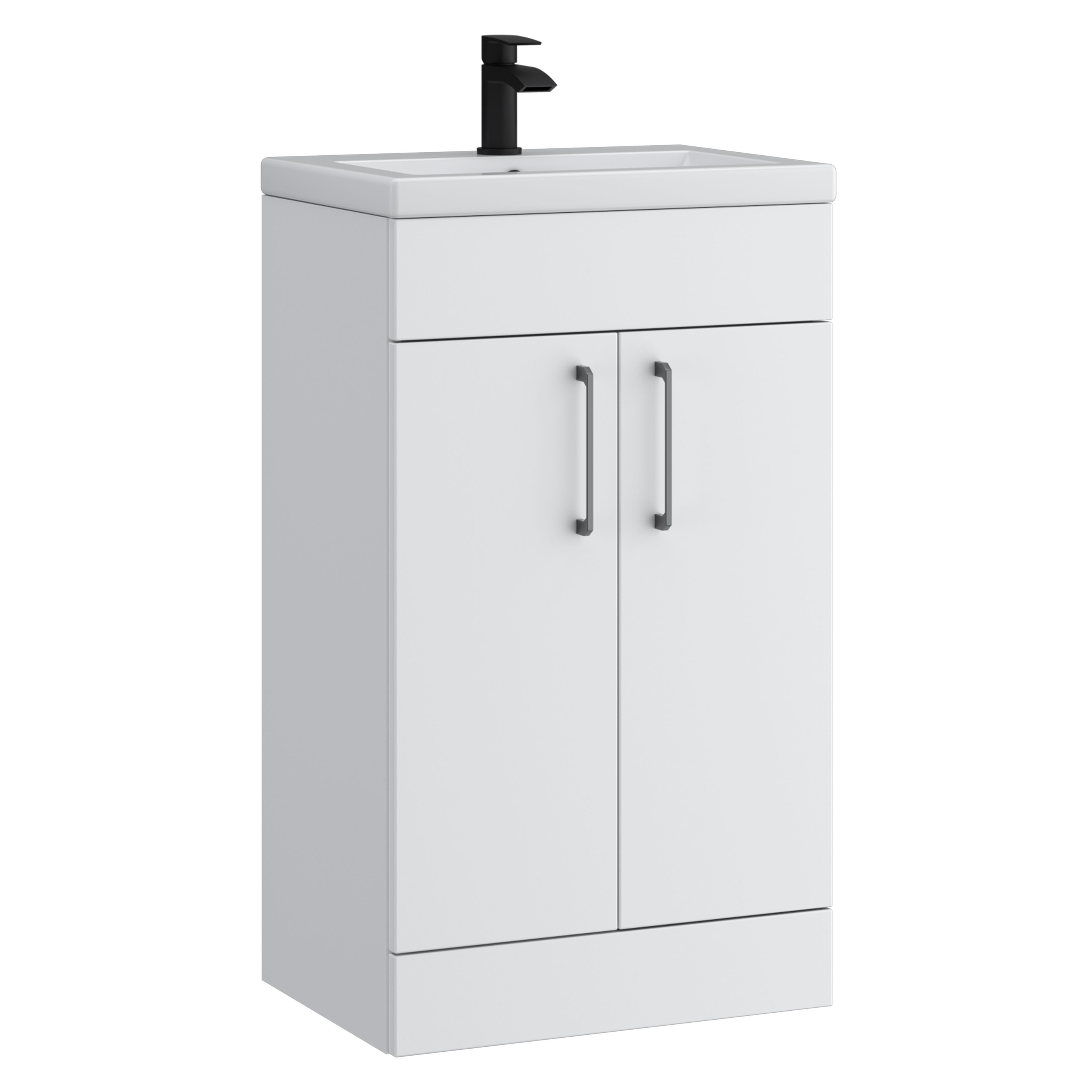 Kartell K-Vit Dove Floor Standing 2 Door Slimline Bathroom Vanity Unit Matt White 500mm - DOV500SL-SW