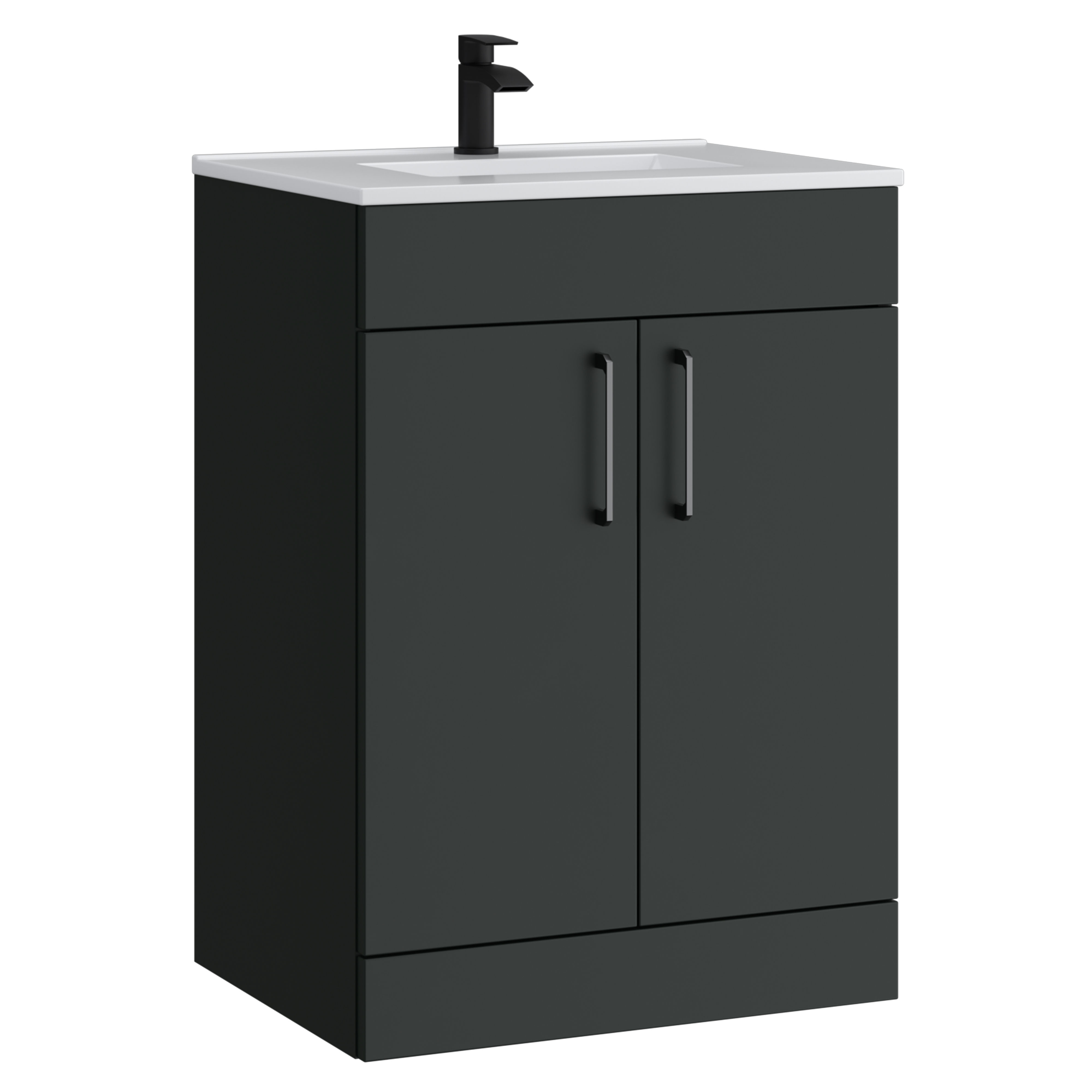Kartell K-Vit Dove Floor Standing 2 Door Bathroom Vanity Unit Anthracite 600mm - DOV600FSDO-MA