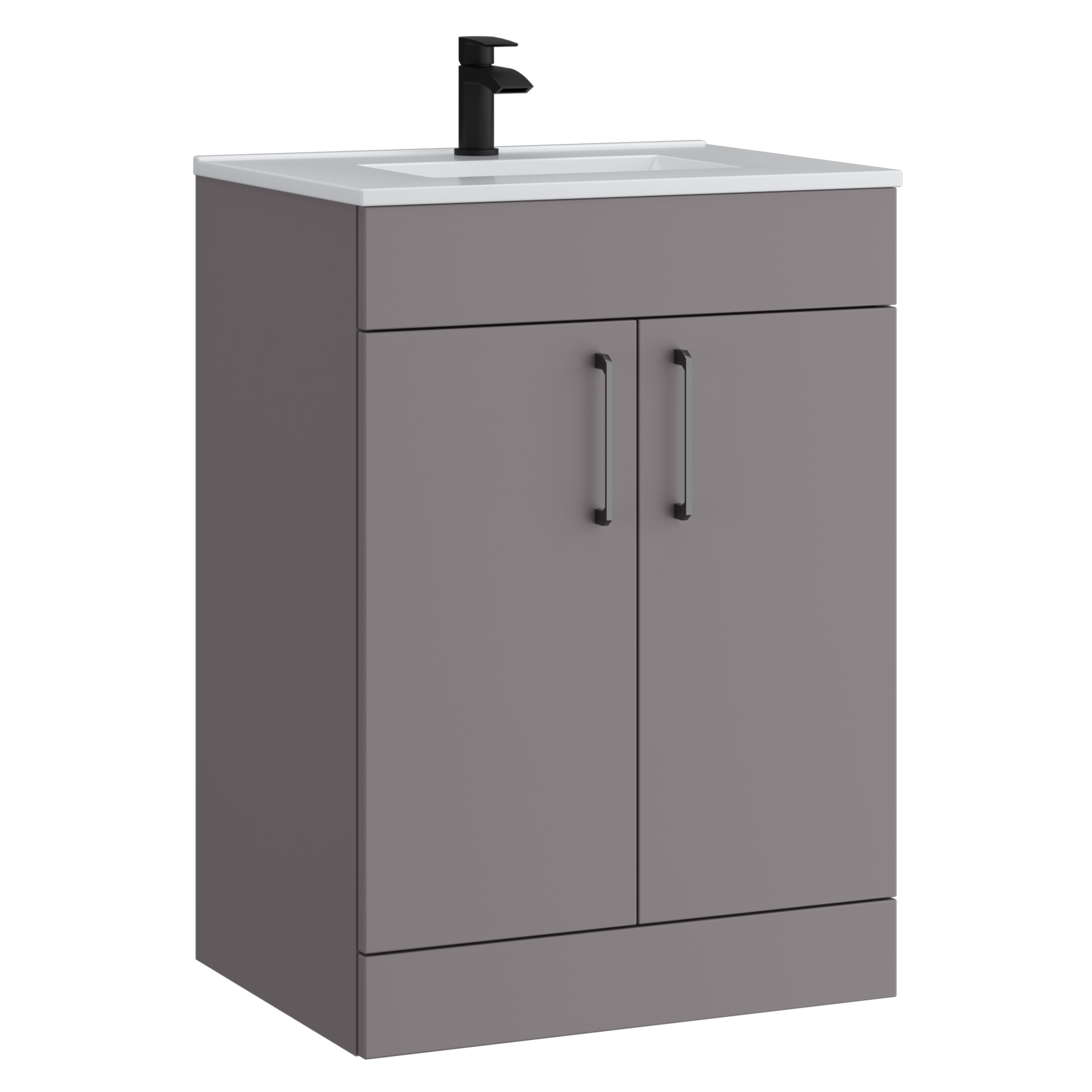 Kartell K-Vit Dove Floor Standing 2 Door Bathroom Vanity Unit Slate Grey 600mm - DOV600FSDO-SG