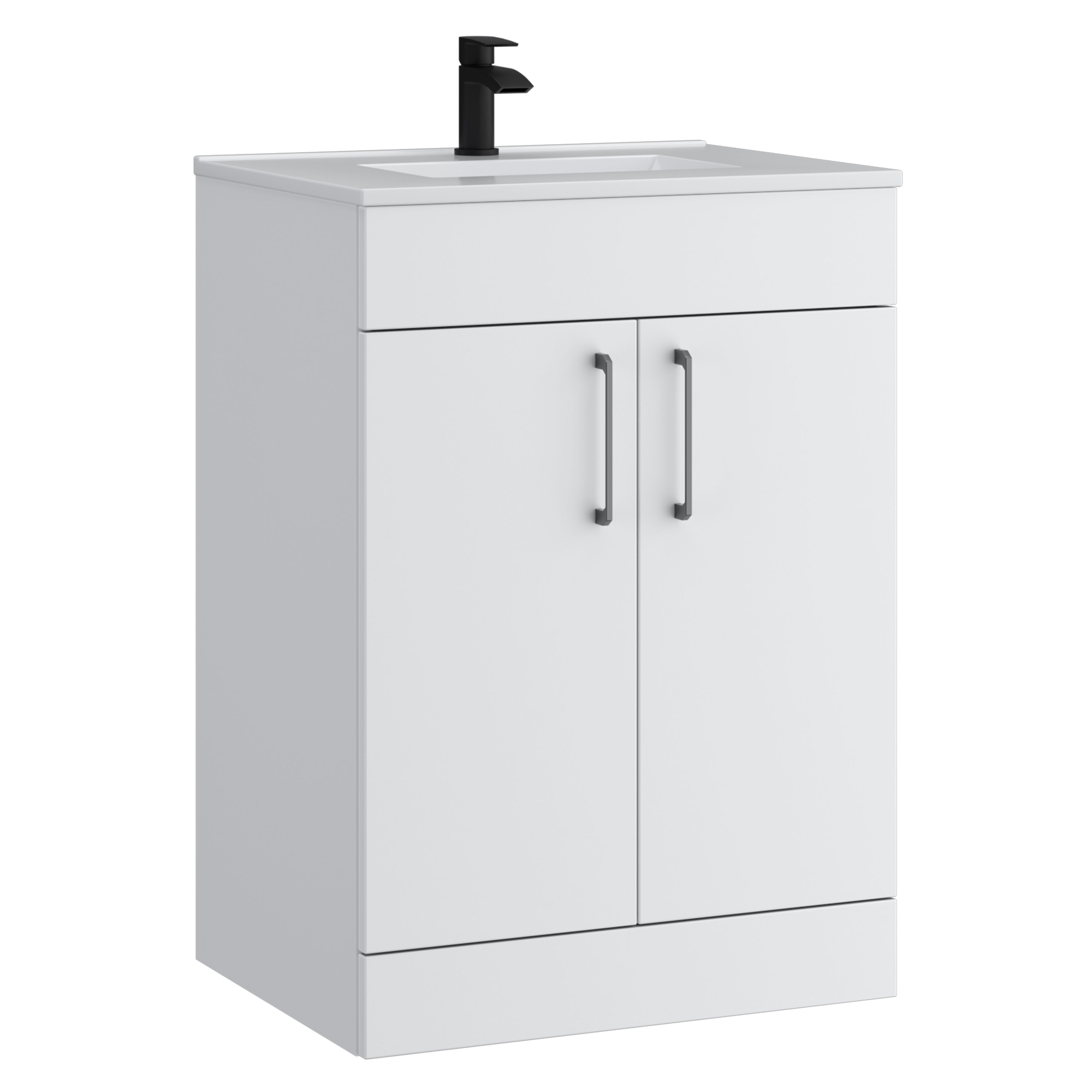 Kartell K-Vit Dove Floor Standing 2 Door Bathroom Vanity Unit Matt White 600mm - DOV600FSDO-SW