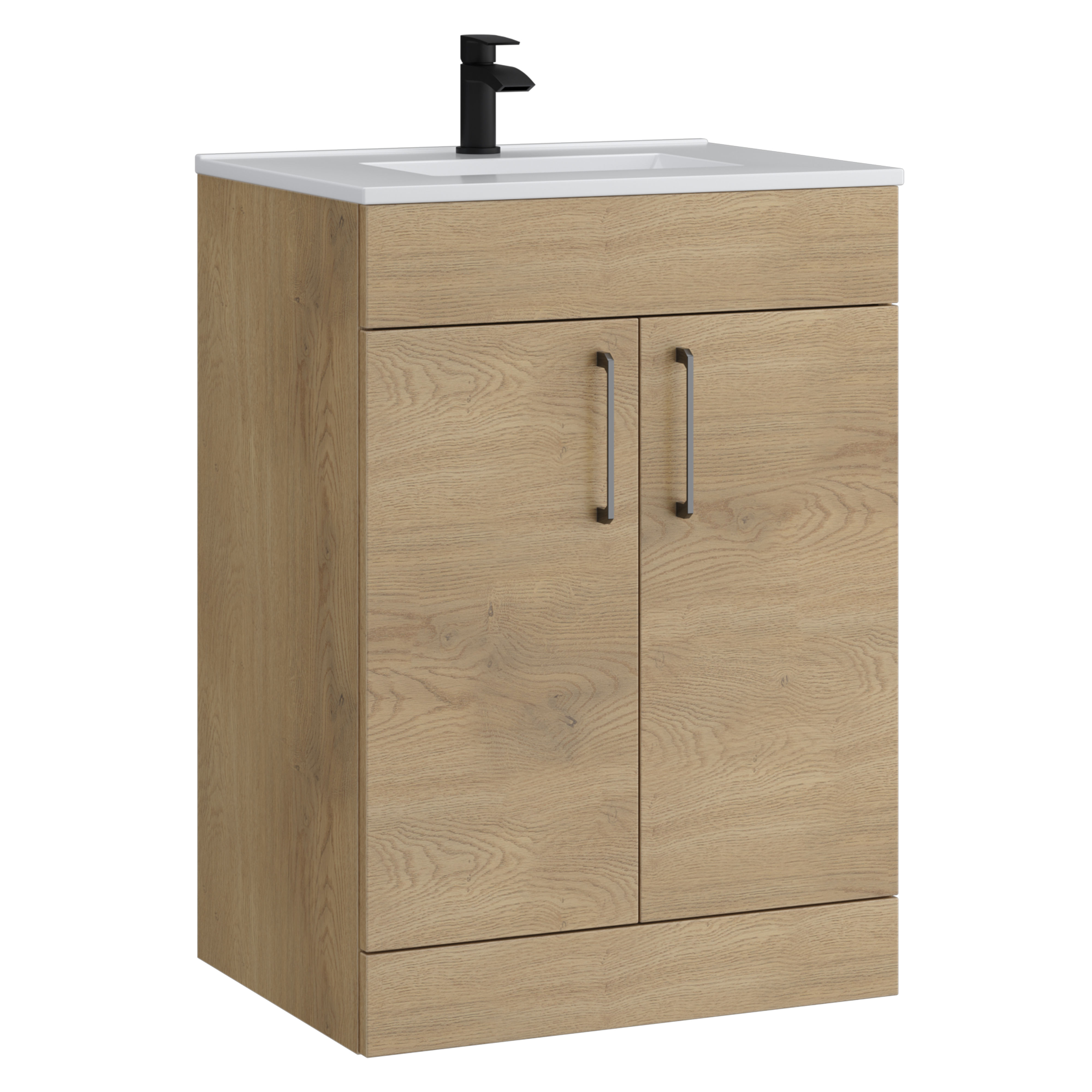 Kartell K-Vit Dove Floor Standing 2 Door Bathroom Vanity Unit Torro Oak 600mm - DOV600FSDO-TO