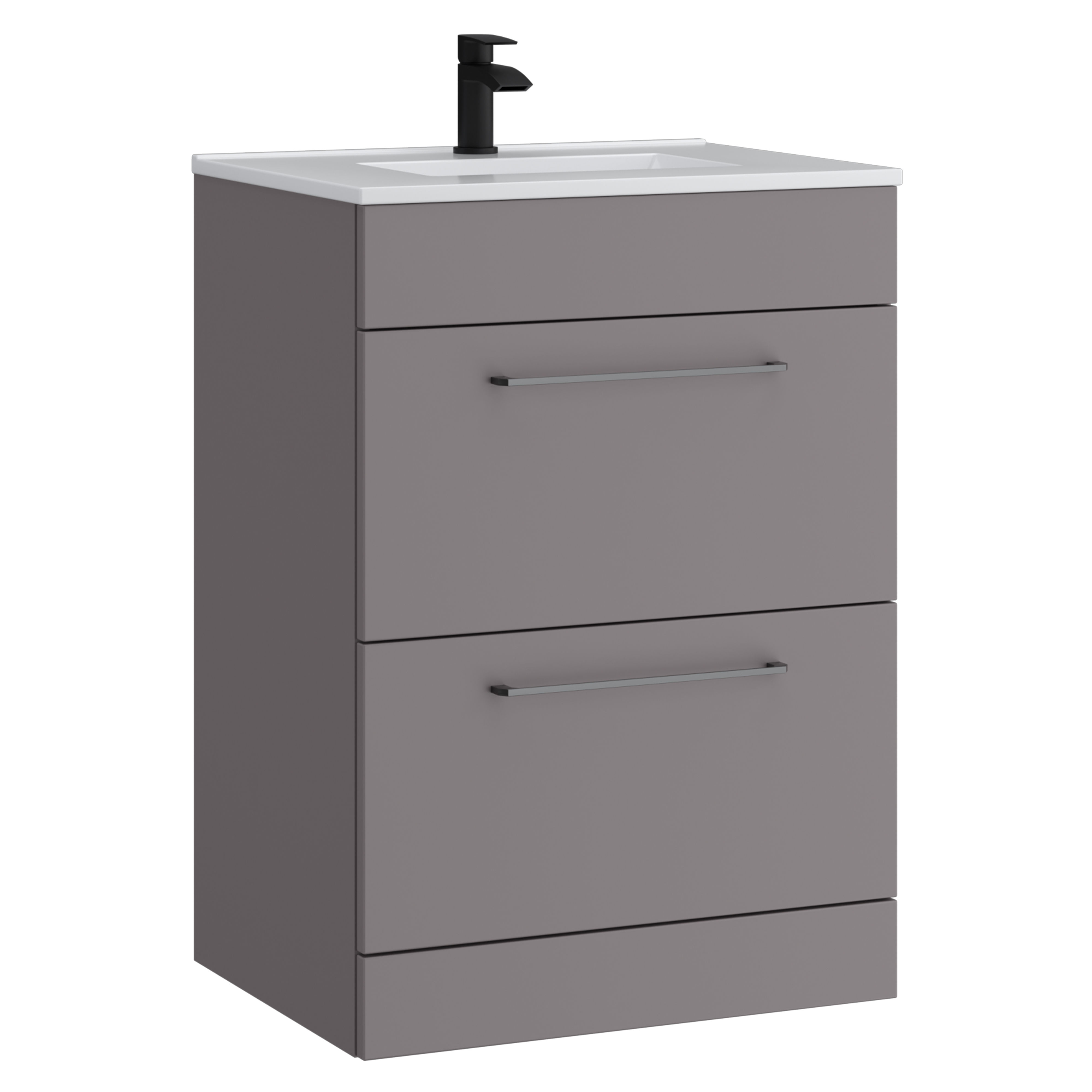 Kartell K-Vit Dove Floor Standing 2 Drawer Bathroom Vanity Unit Slate Grey 600mm - DOV600FSDR-SG