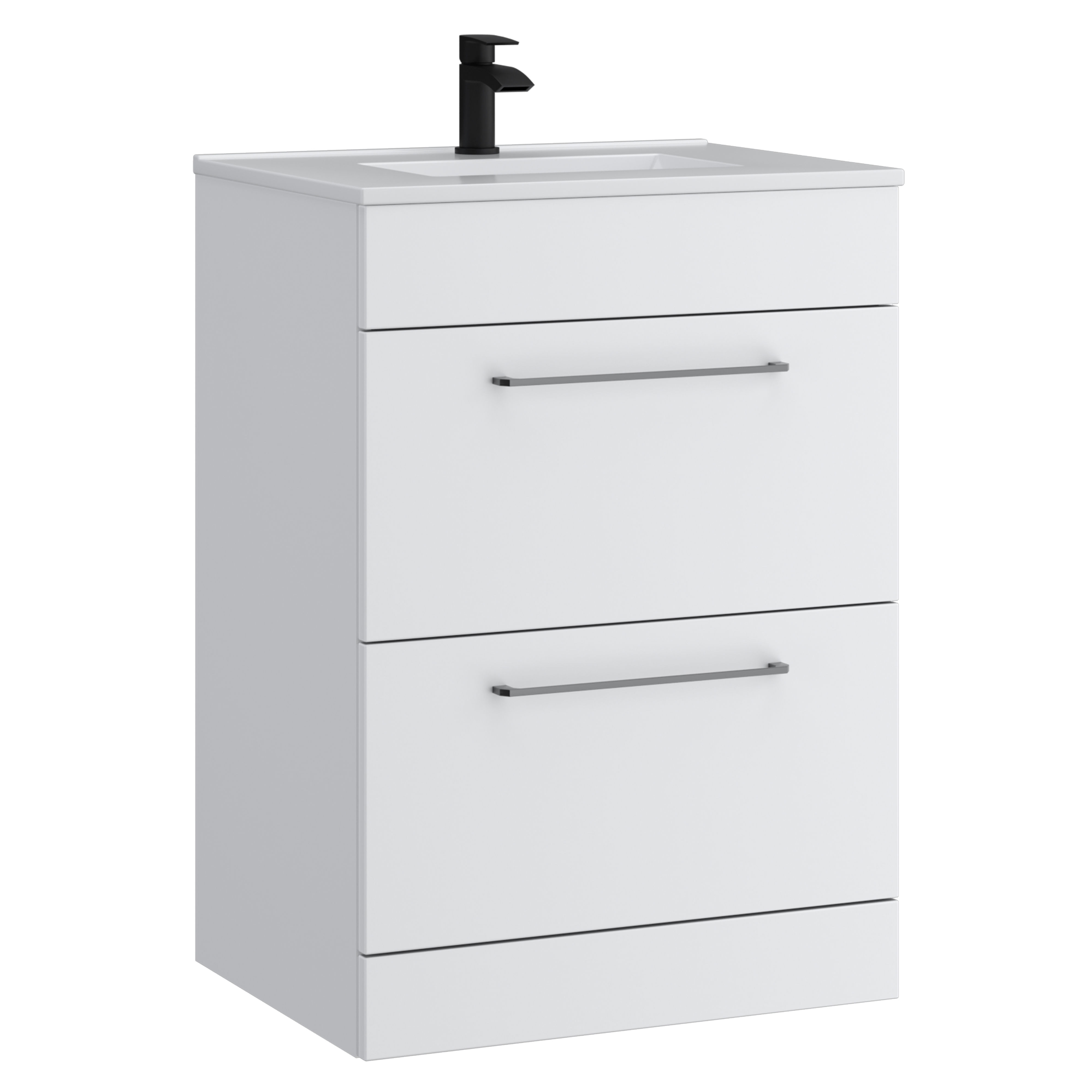 Kartell K-Vit Dove Floor Standing 2 Drawer Bathroom Vanity Unit Matt White 600mm - DOV600FSDR-SW
